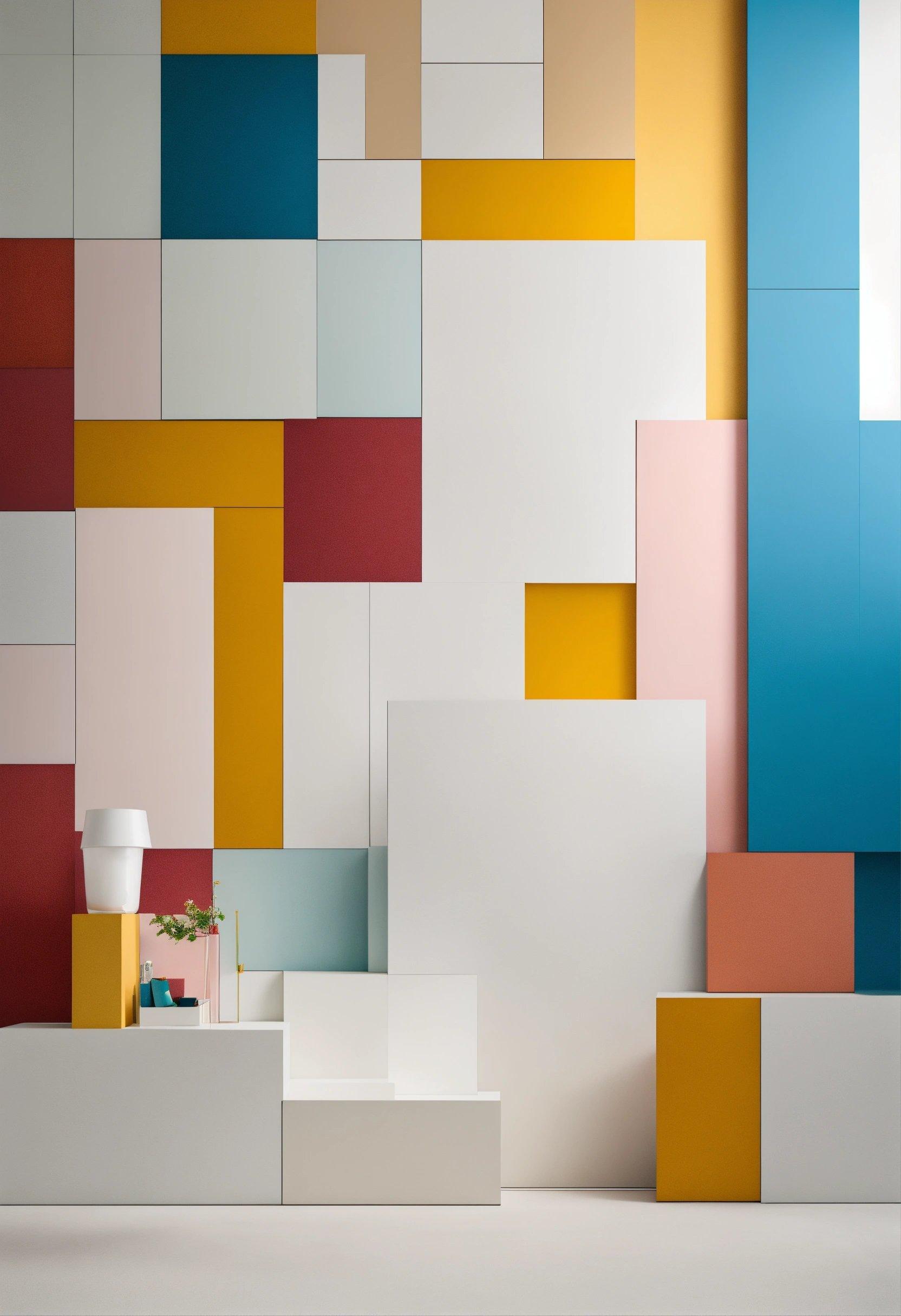 A Room With A Lot Of Different Colored Blocks On The Wall