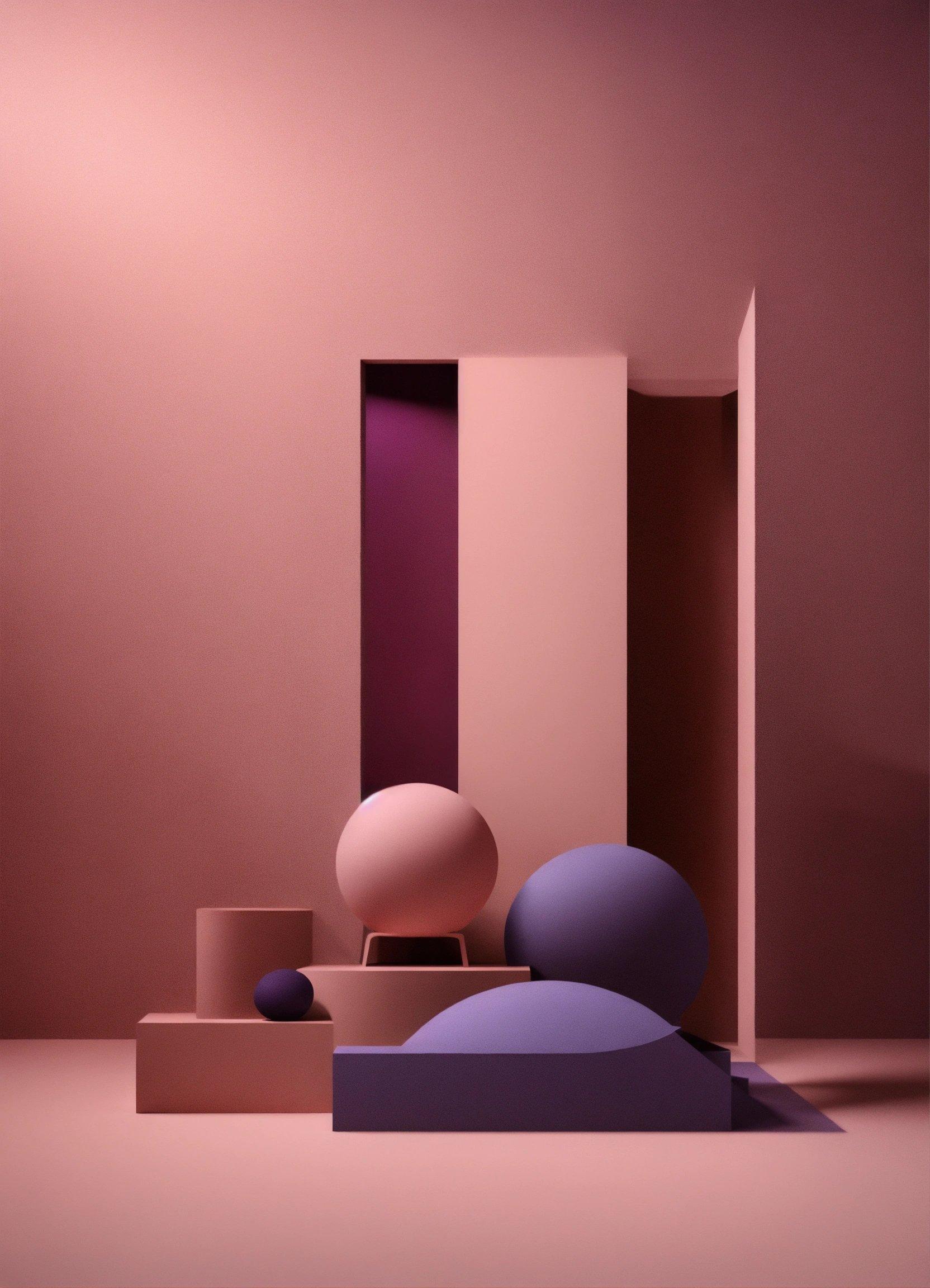 A Room With A Pink Wall And A Purple And White Object