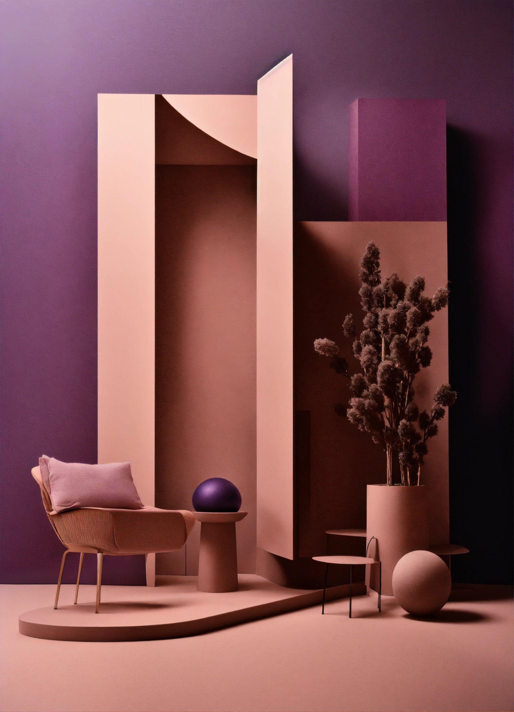 A Room With A Purple Wall And A Chair