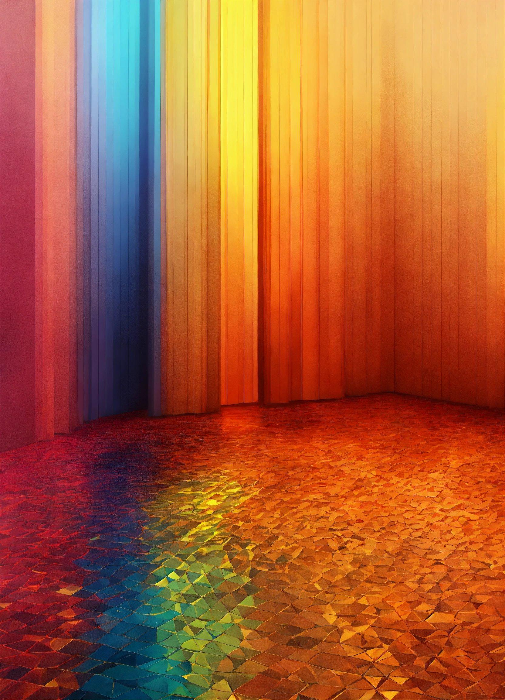 A Room With A Rainbow Colored Floor And Walls