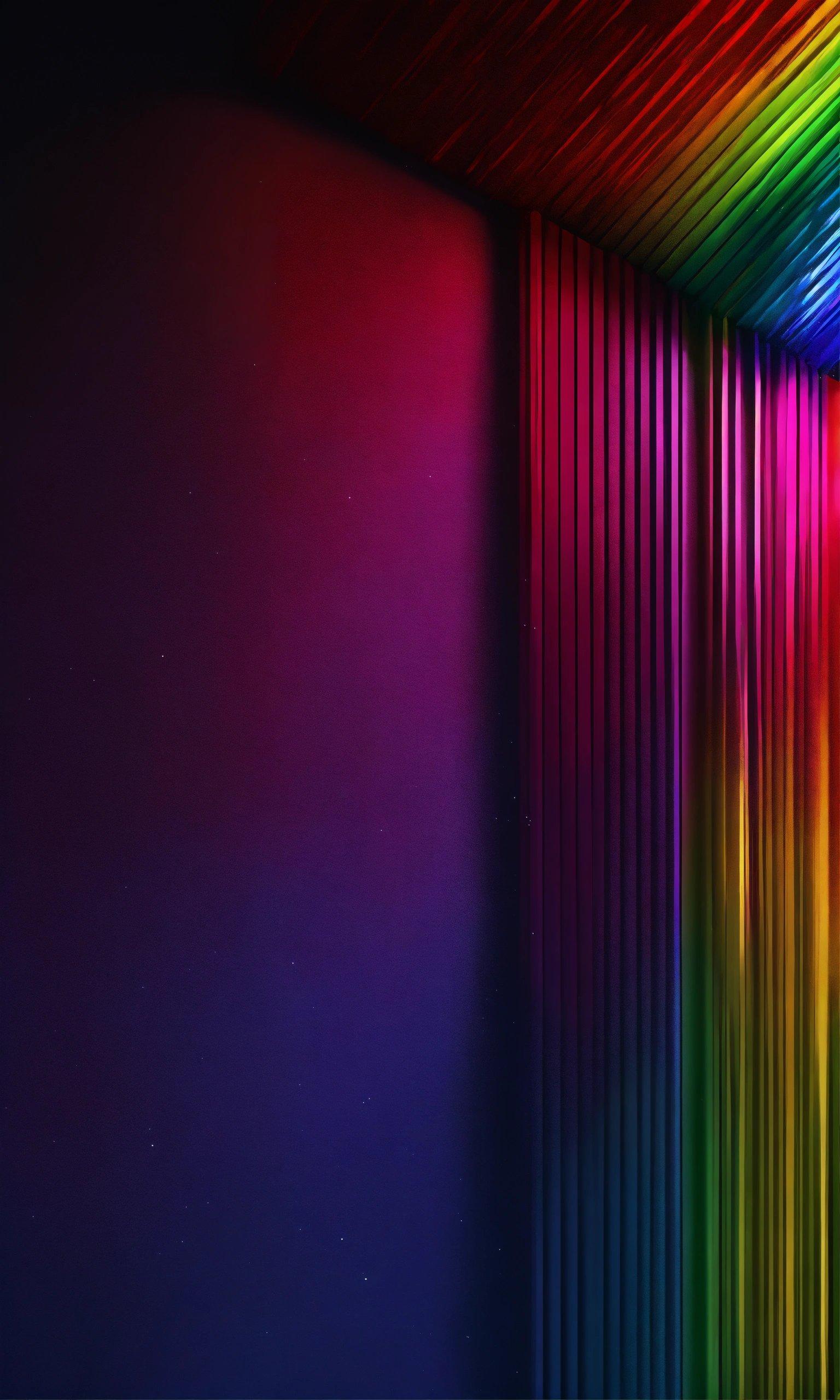 A Room With A Rainbow Colored Wall And Ceiling