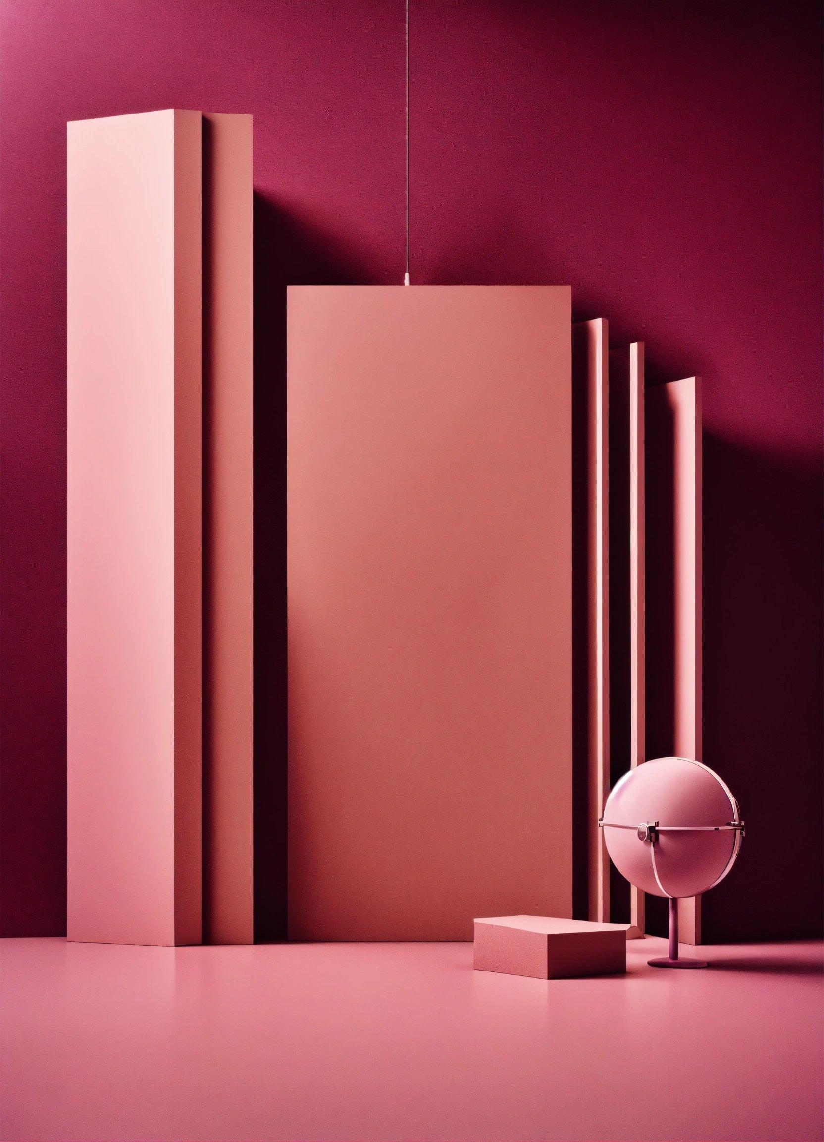 A Room With Pink Walls And A Pink Object On The Floor