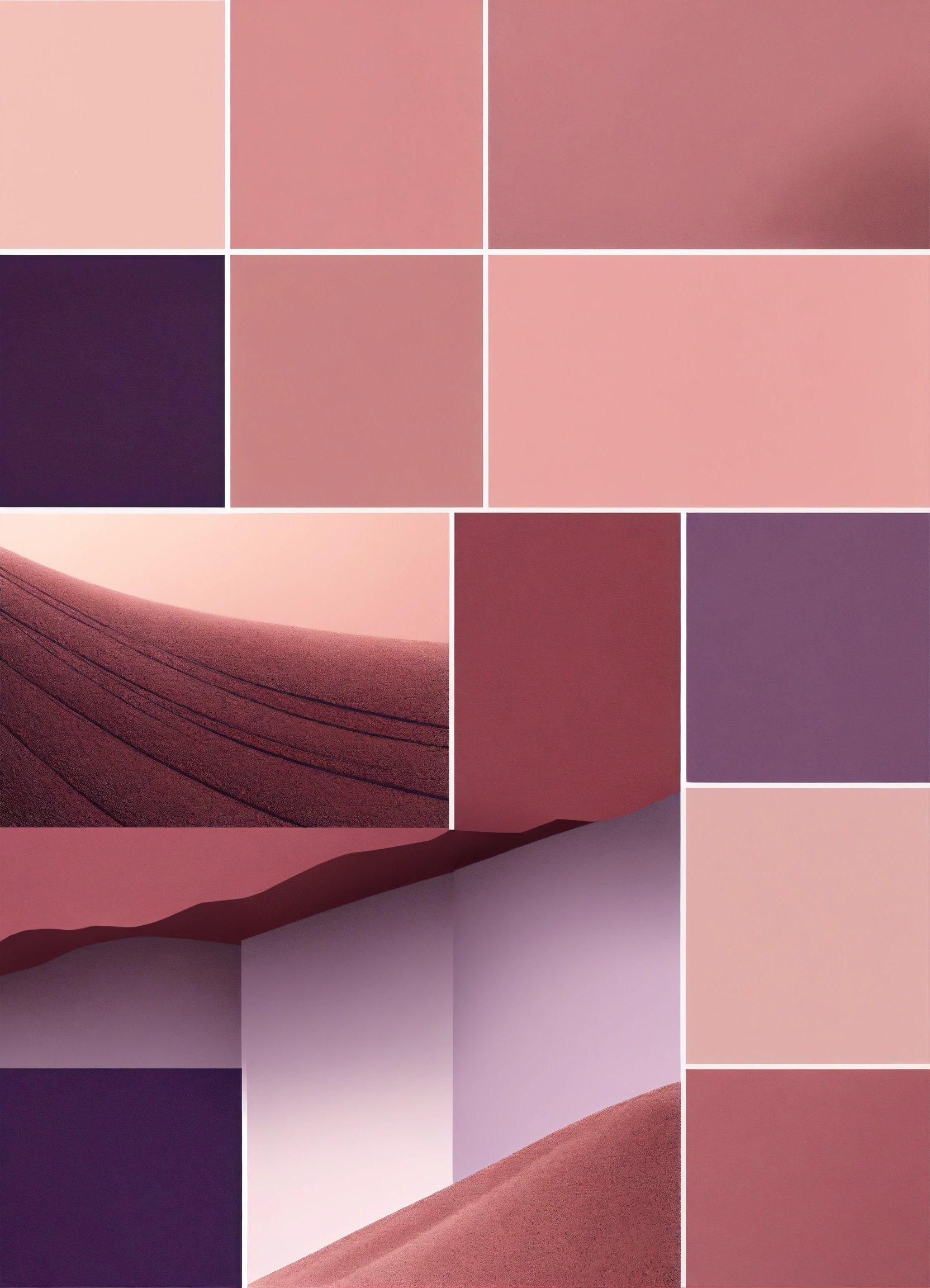 A Series Of Photos With Different Shades Of Pink And Purple