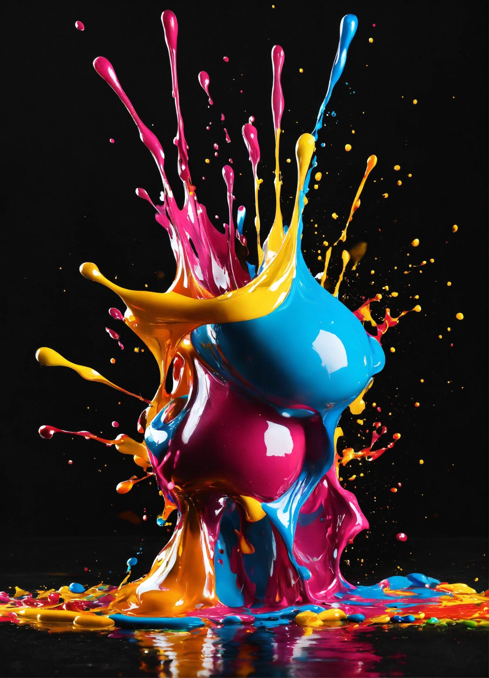 A Splash Of Paint On A Black Background