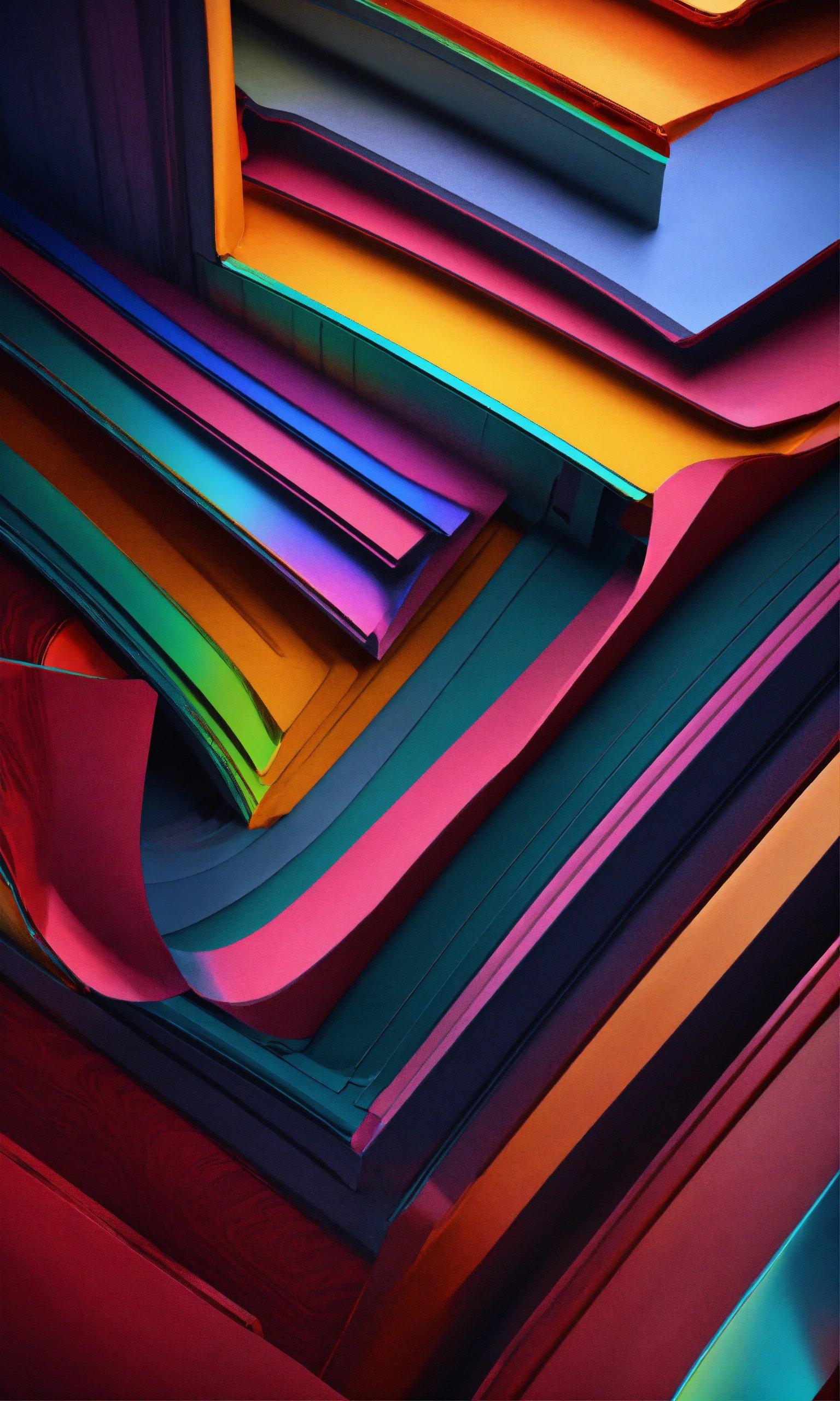 A Stack Of Colorful Papers Sitting On Top Of Each Other