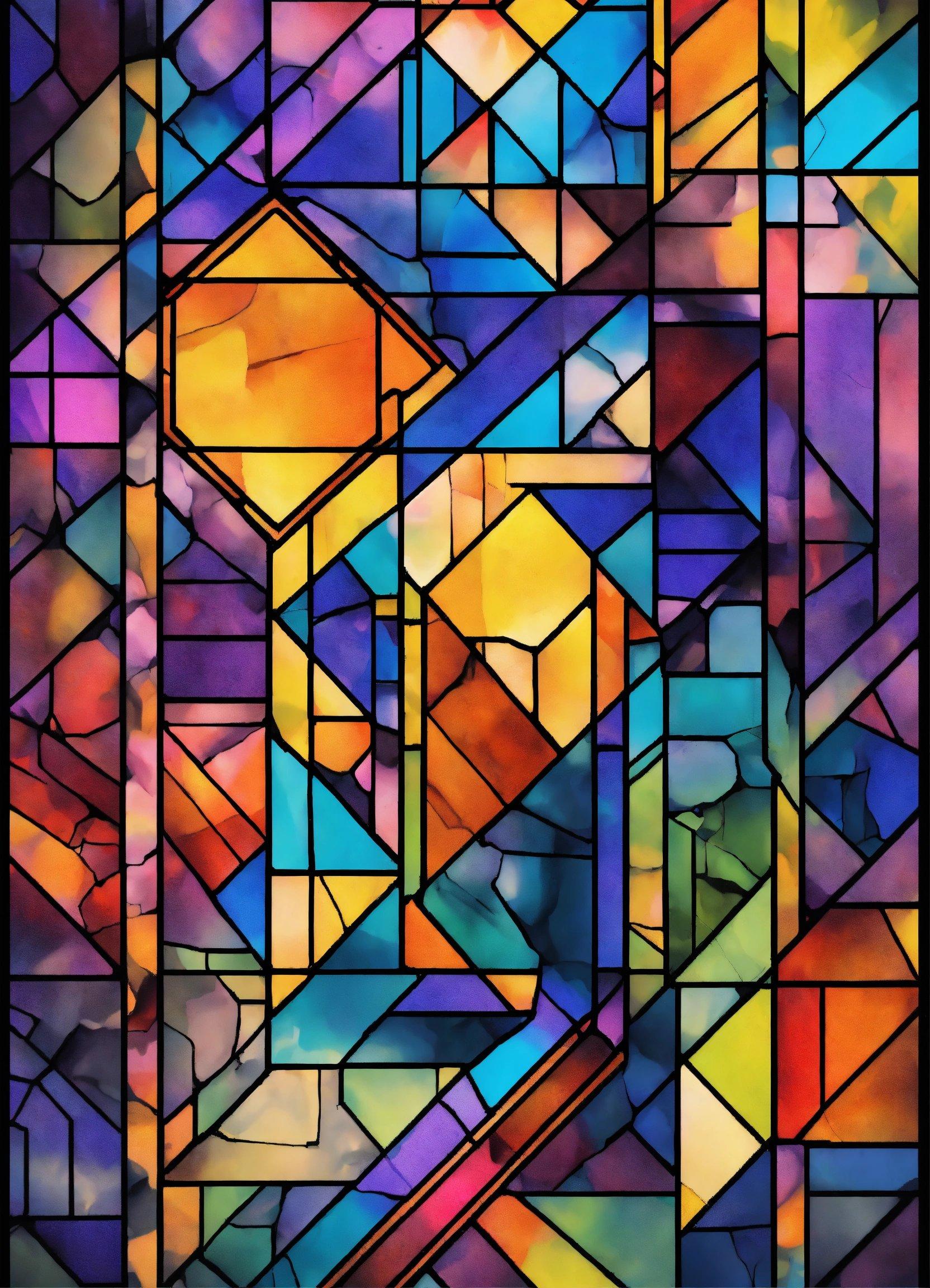 A Stained Glass Window With A Colorful Pattern