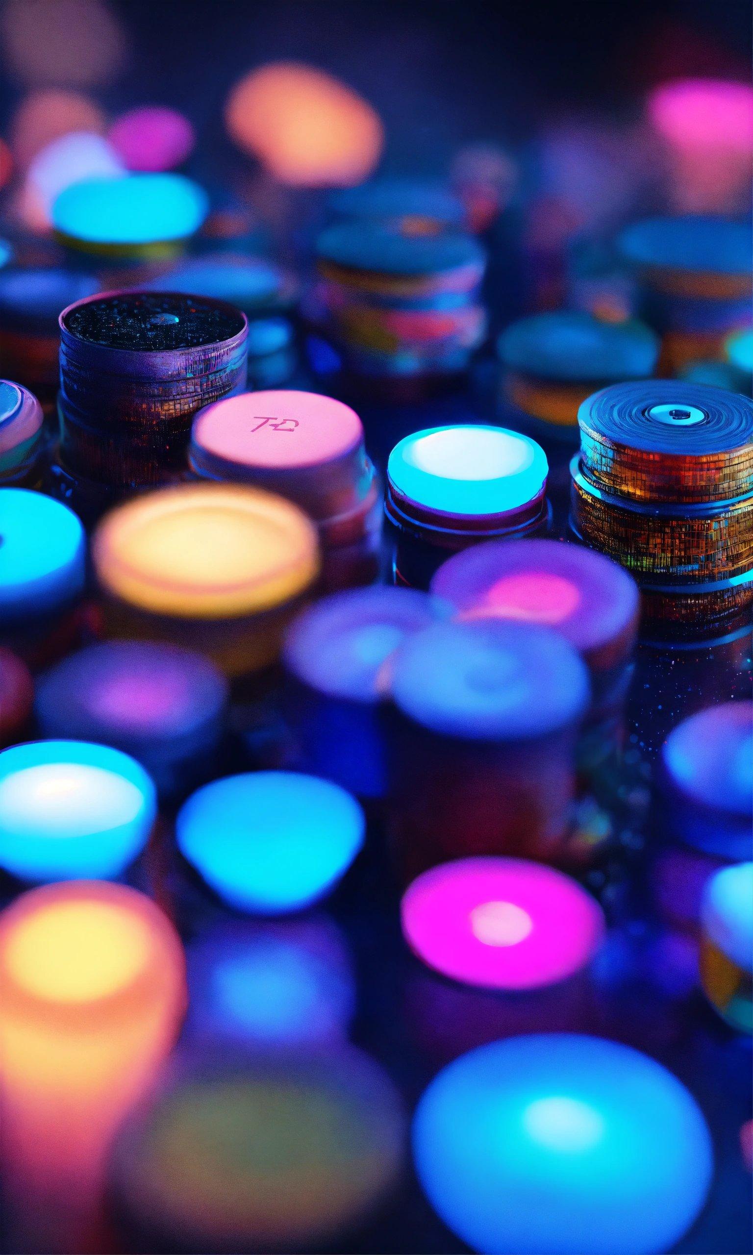 A Table Topped With Lots Of Different Colored Lights