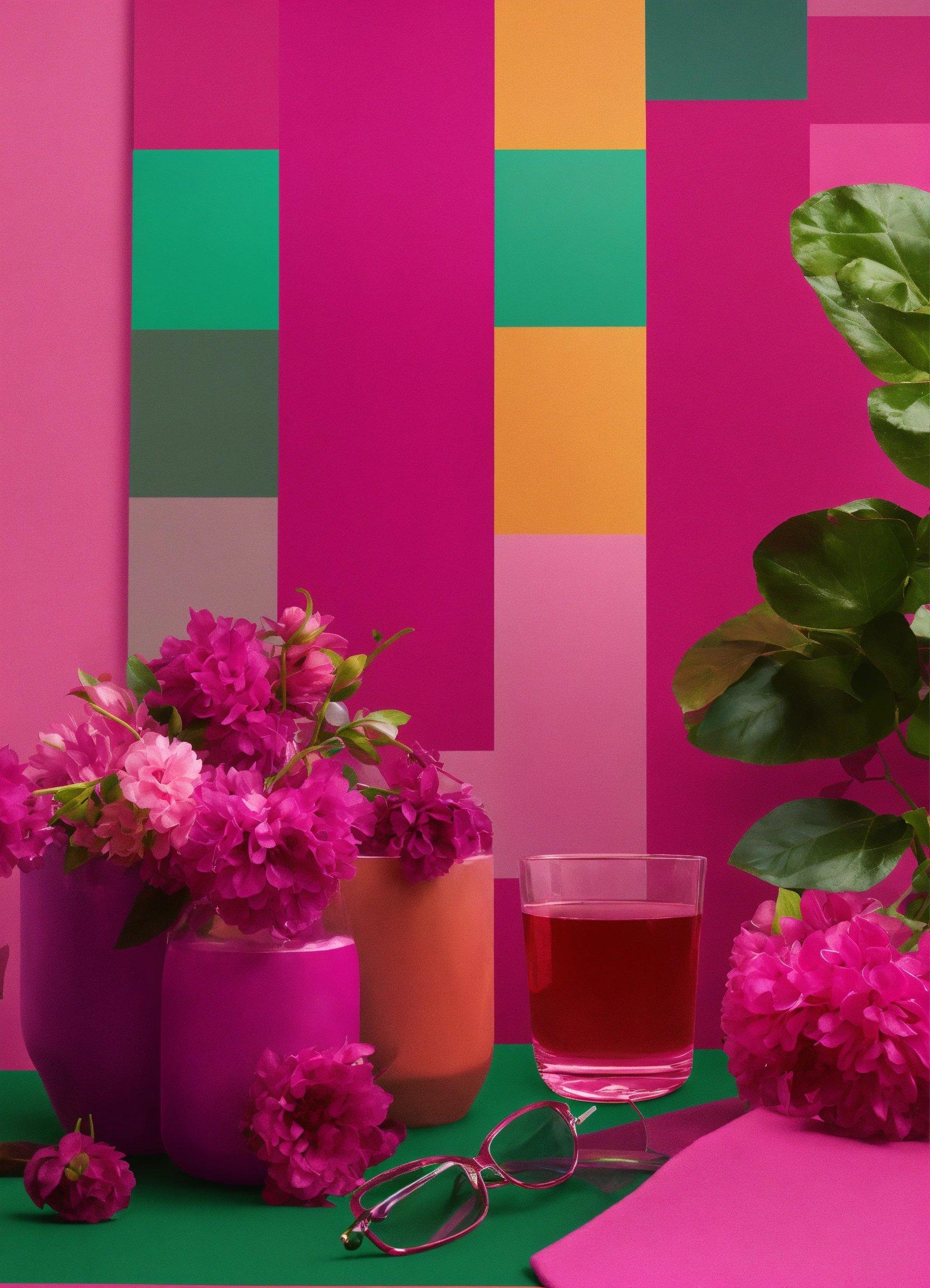 A Table Topped With Vases Filled With Pink Flowers