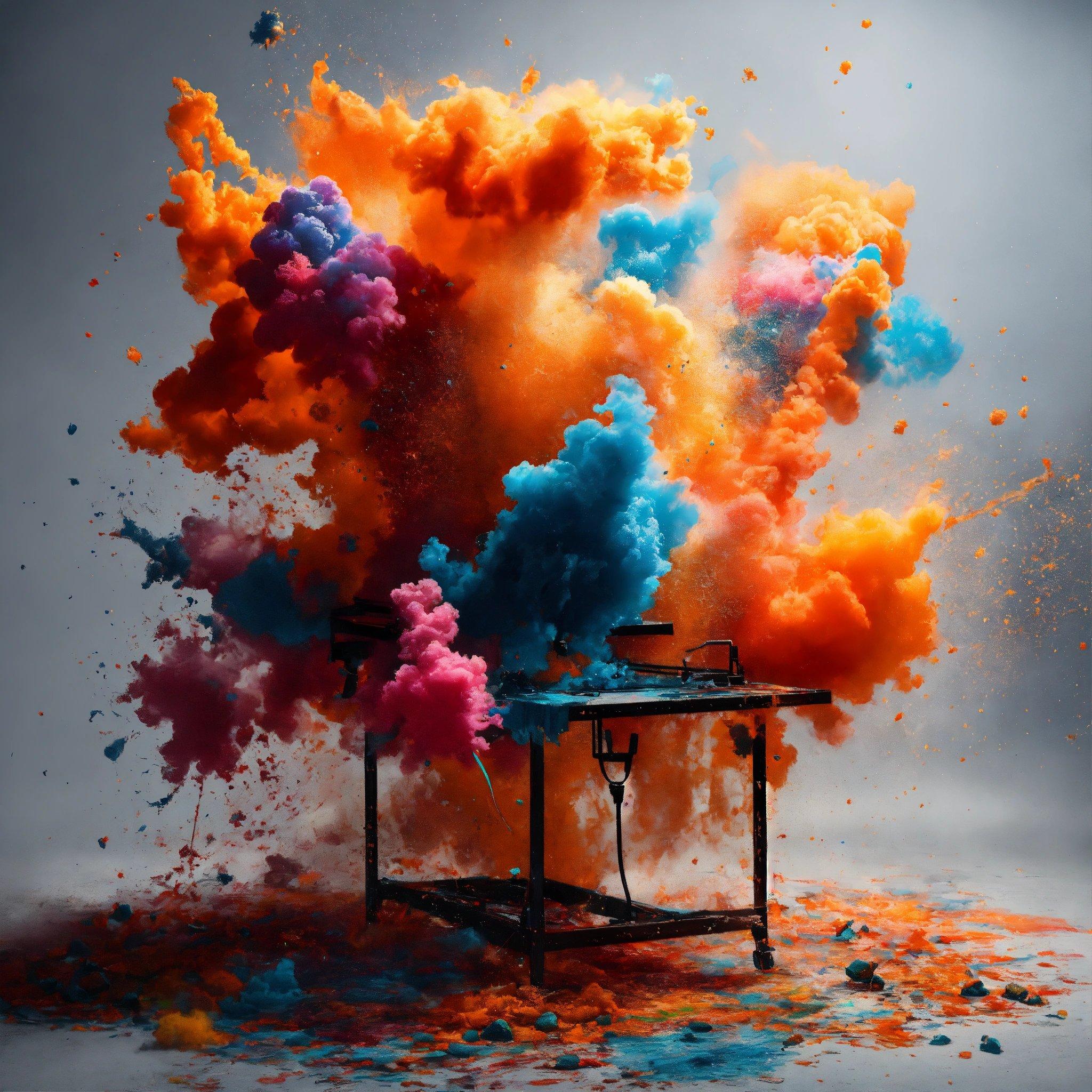 A Table With A Bunch Of Colored Powder On Top Of It