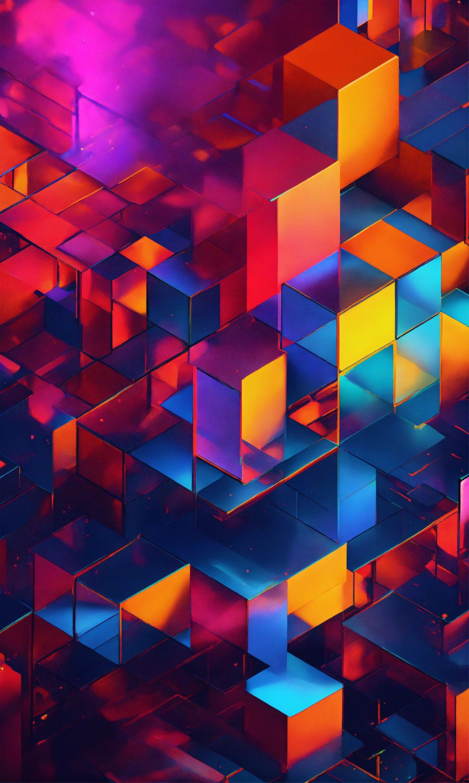 A Very Colorful Abstract Background With Cubes