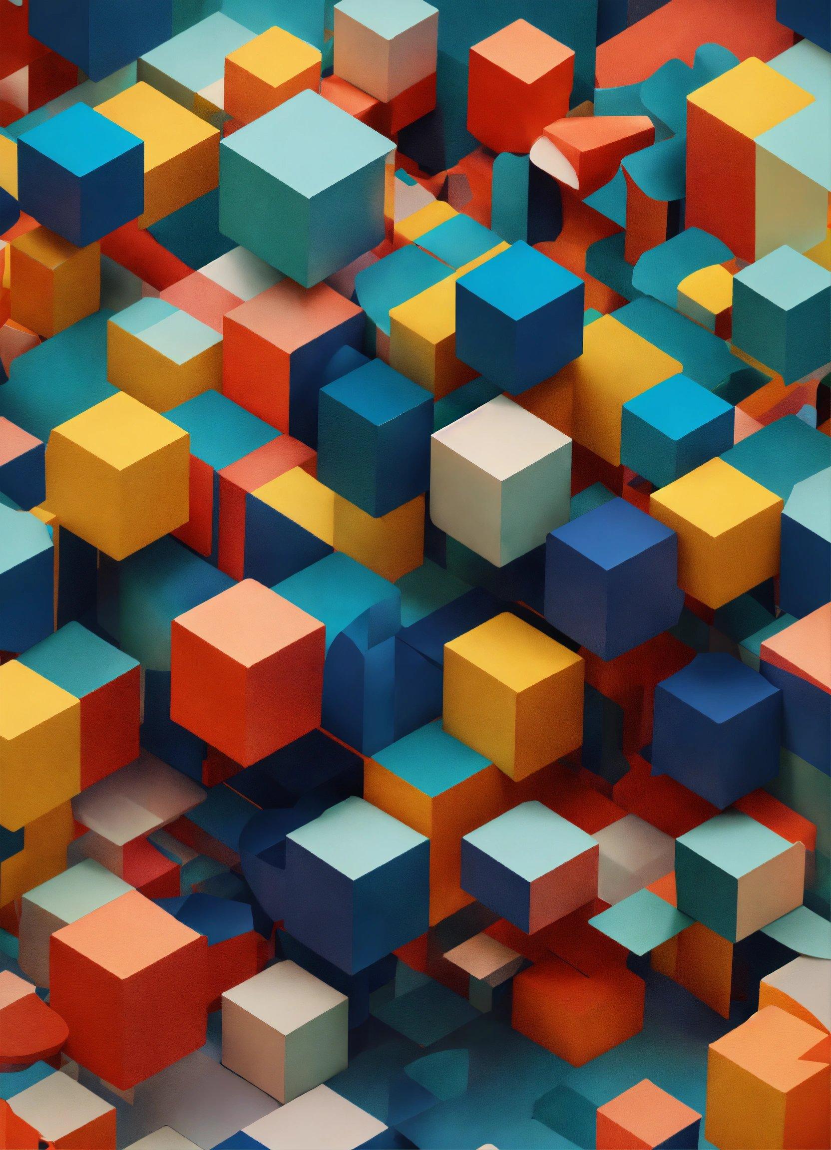 A Very Colorful Pattern Of Cubes And Blocks