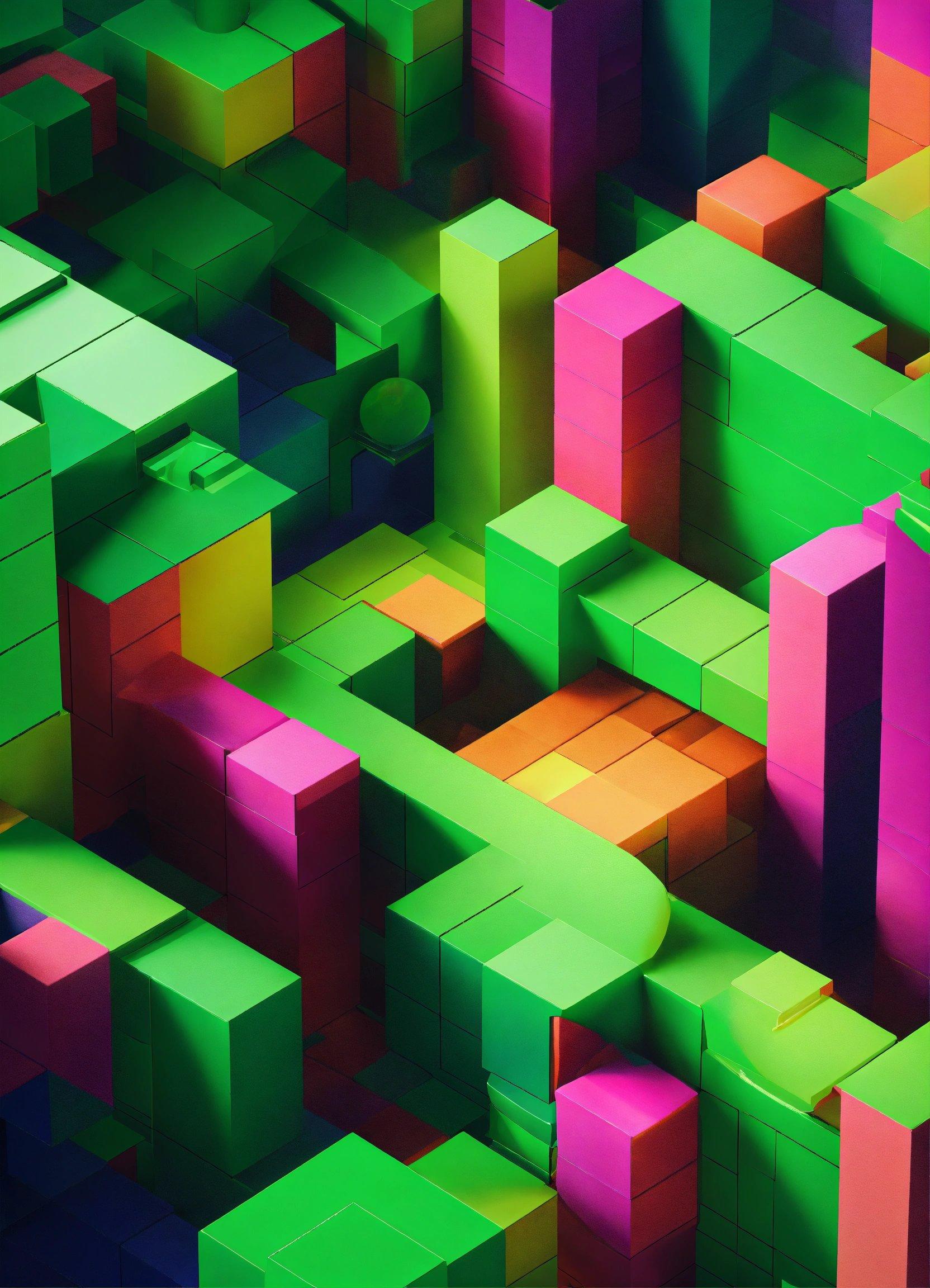 A Very Colorful Pattern Of Cubes And Boxes