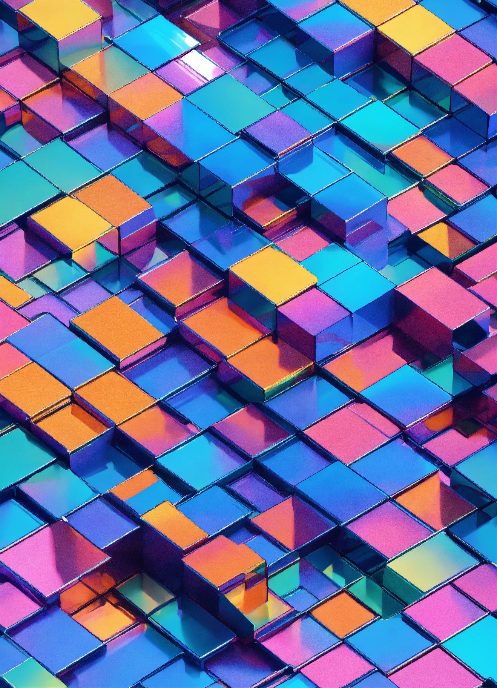 A Very Colorful Pattern Of Cubes That Are Multicolored