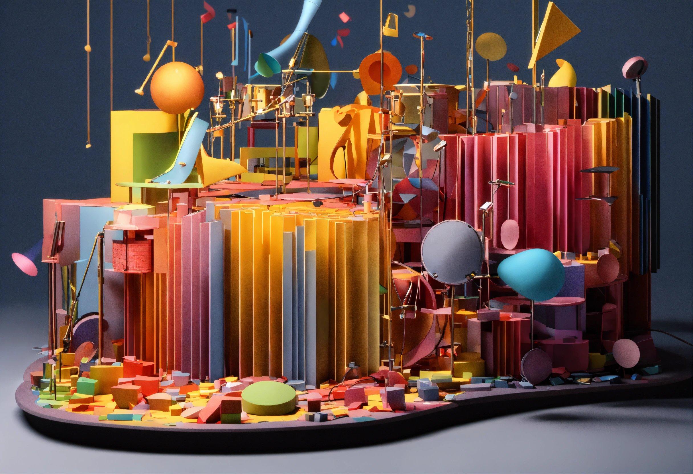 A Very Colorful Sculpture With A Lot Of Objects On Top Of It