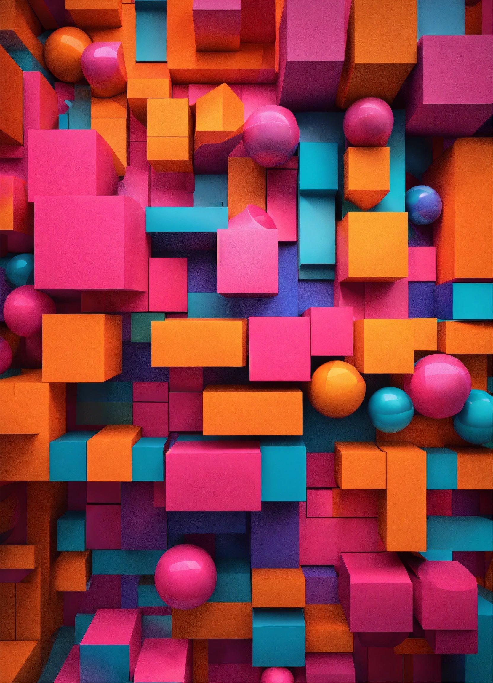 A Very Colorful Wall With Lots Of Different Shapes