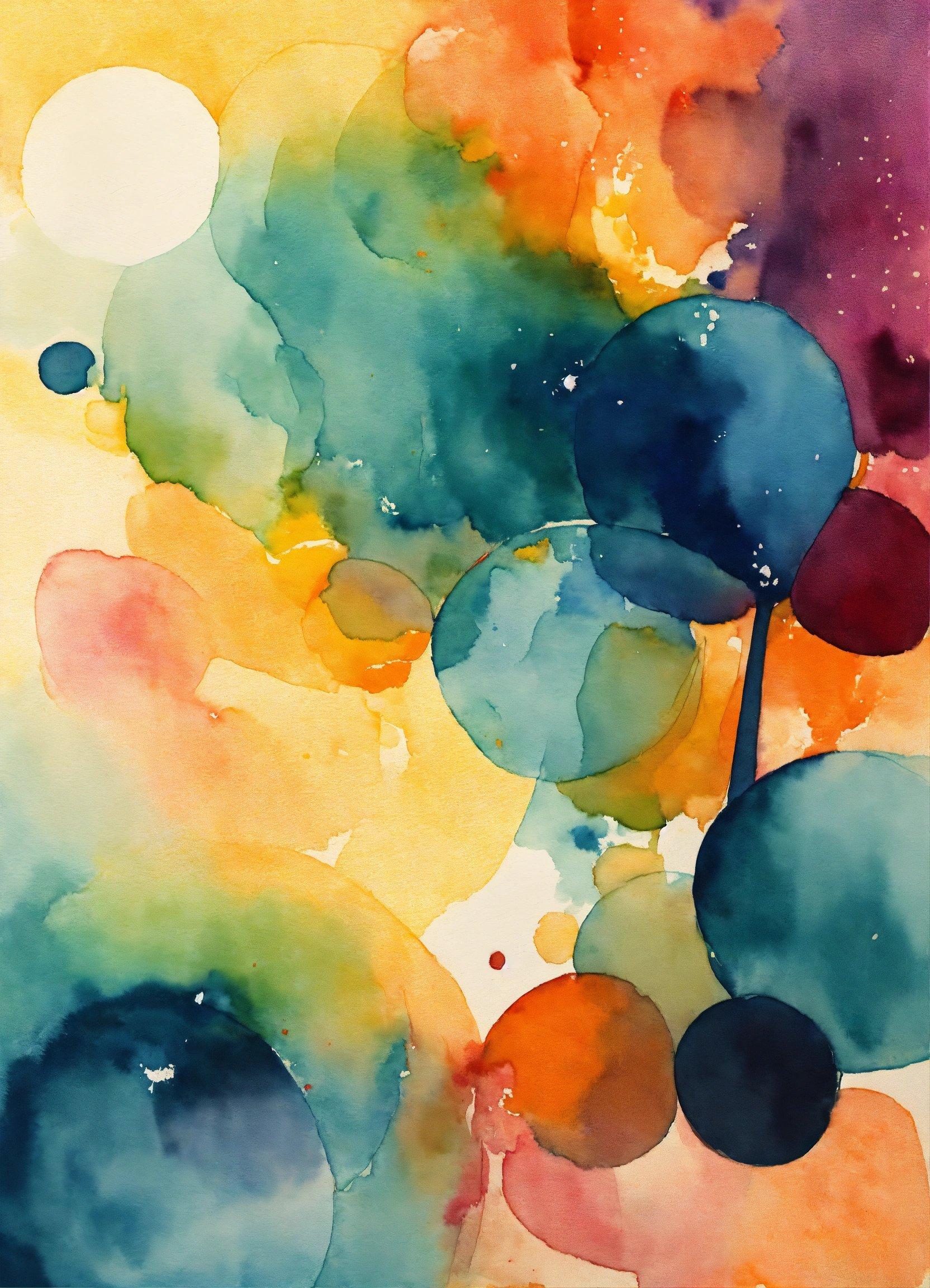 A Watercolor Painting Of A Bunch Of Bubbles