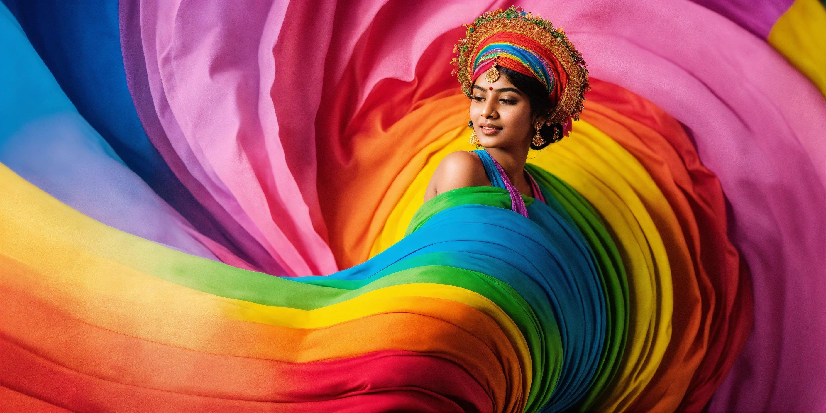 A Woman In A Colorful Dress And Headdress