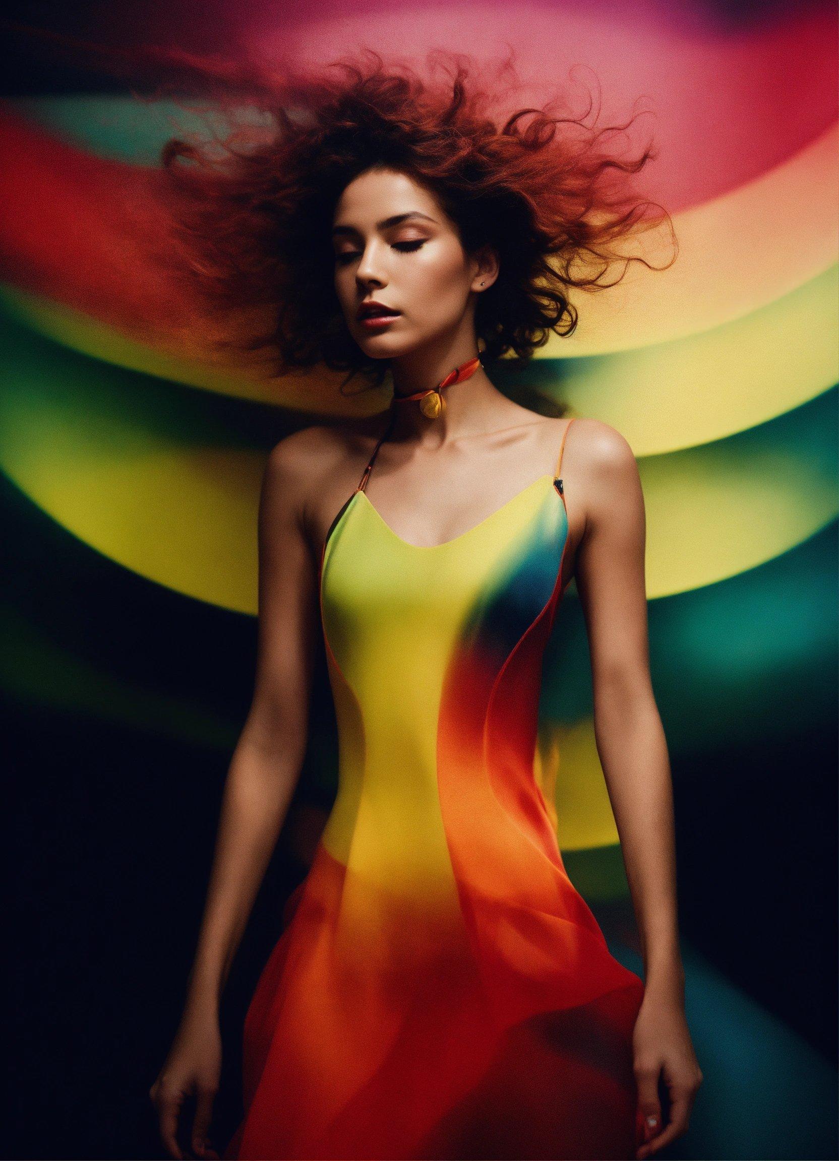 A Woman In A Colorful Dress Posing For A Picture