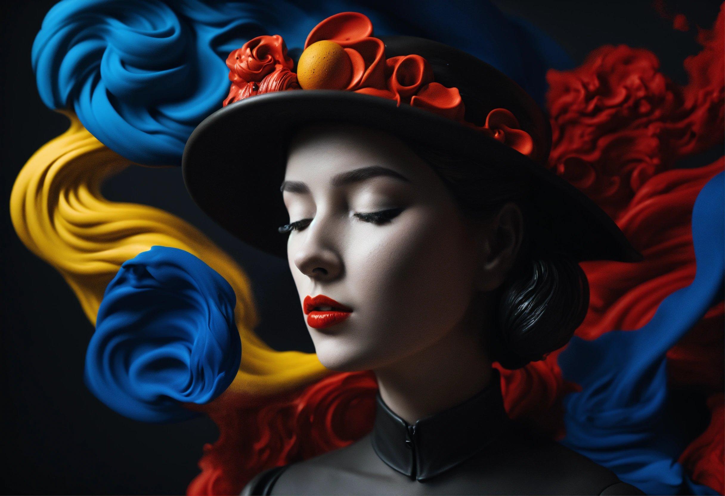 A Woman Wearing A Hat With Flowers On It