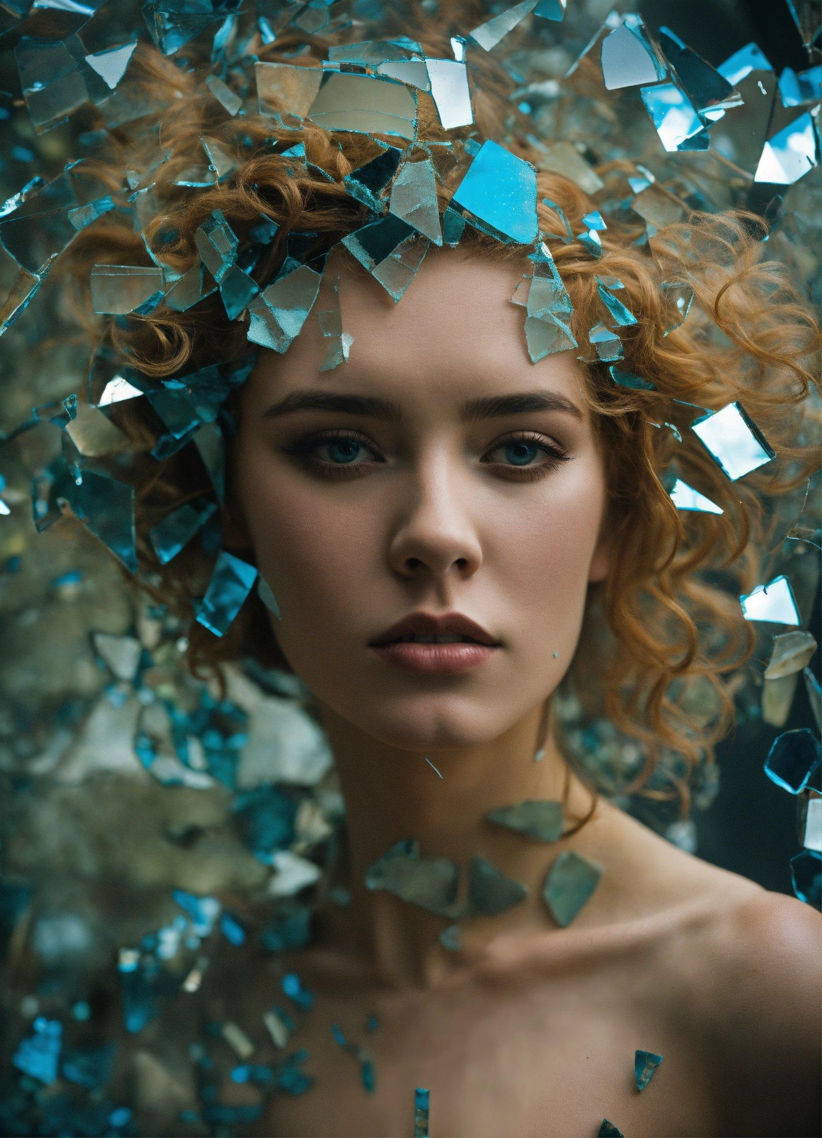 A Woman With A Bunch Of Mirrors On Her Head