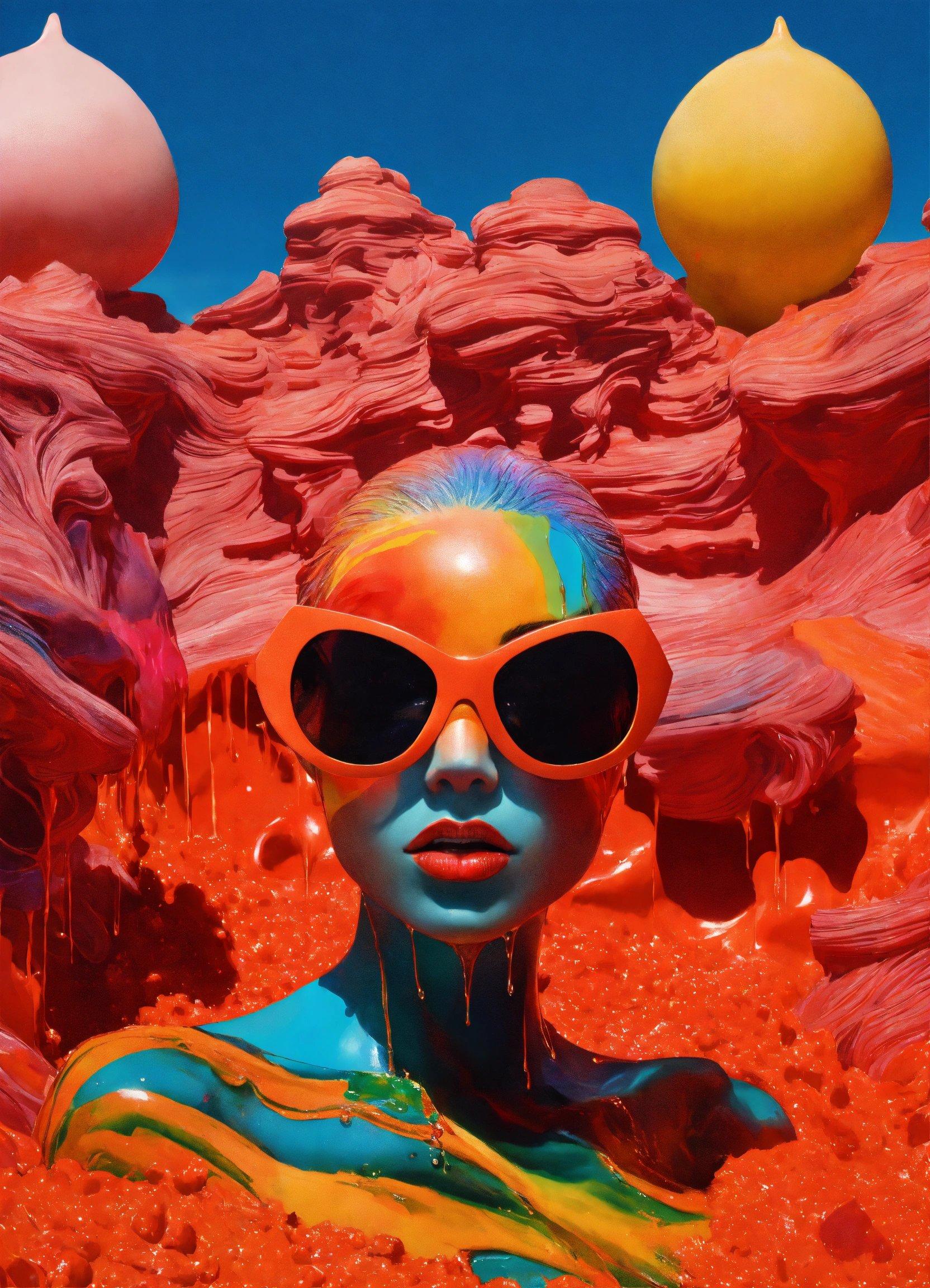 A Woman With Bright Hair And Sunglasses In The Desert