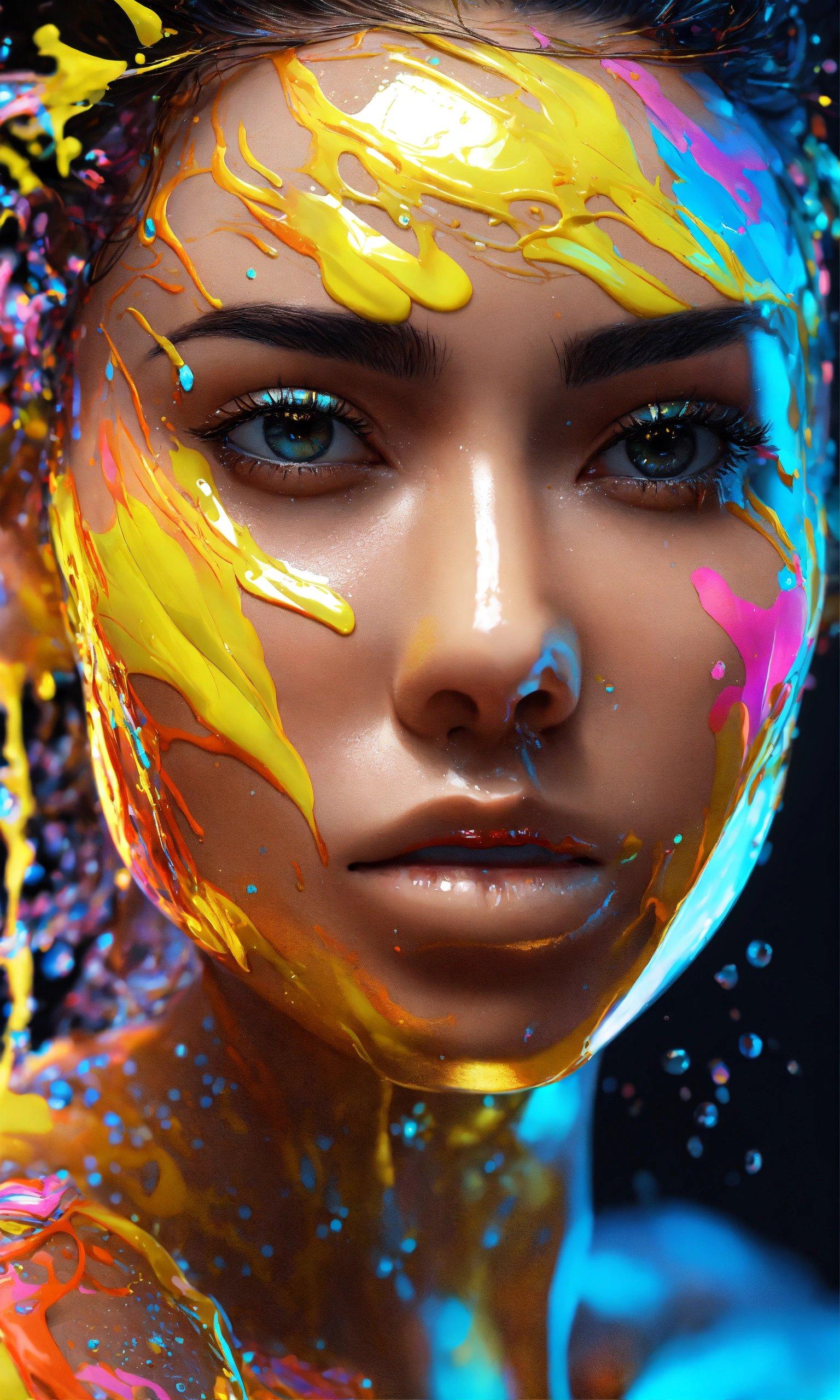 A Woman With Bright Paint On Her Face