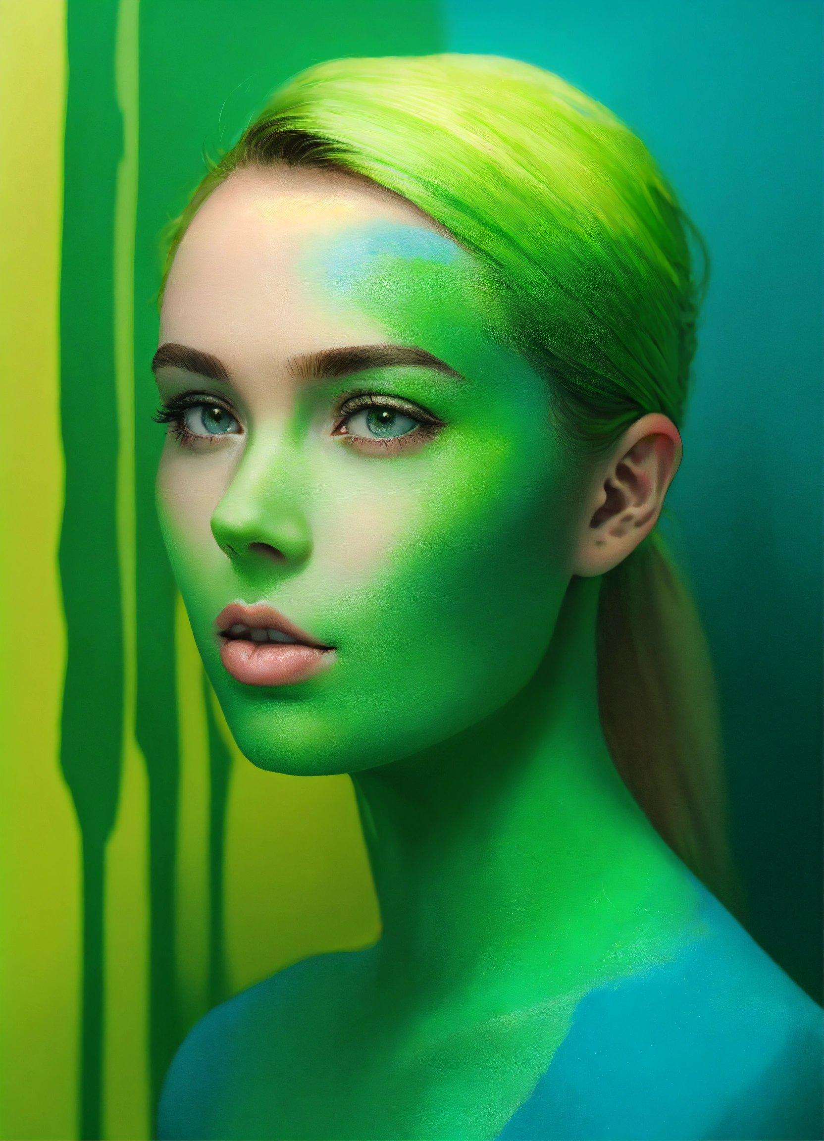 A Woman With Green Paint On Her Face