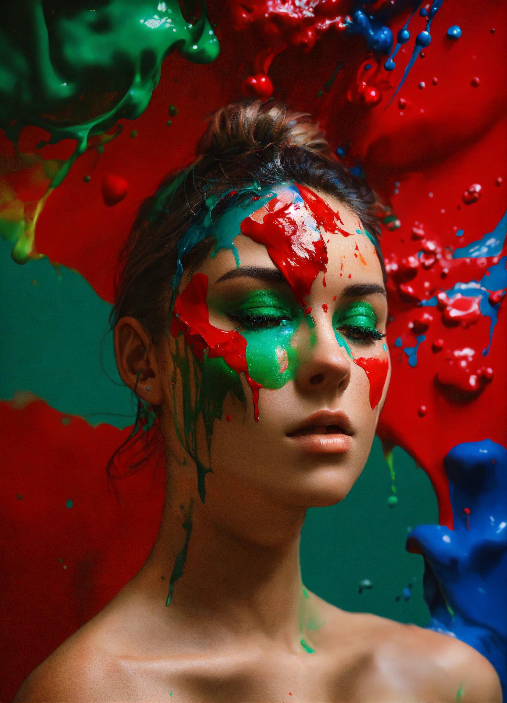 A Woman With Paint All Over Her Face