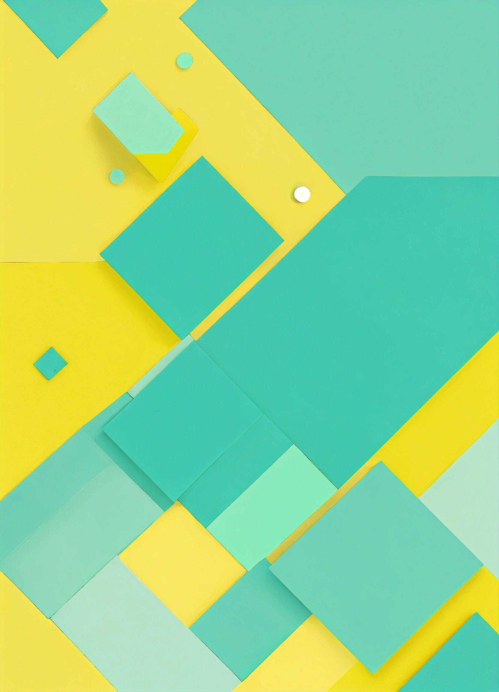 A Yellow And Green Abstract Background With Squares And Rectangles