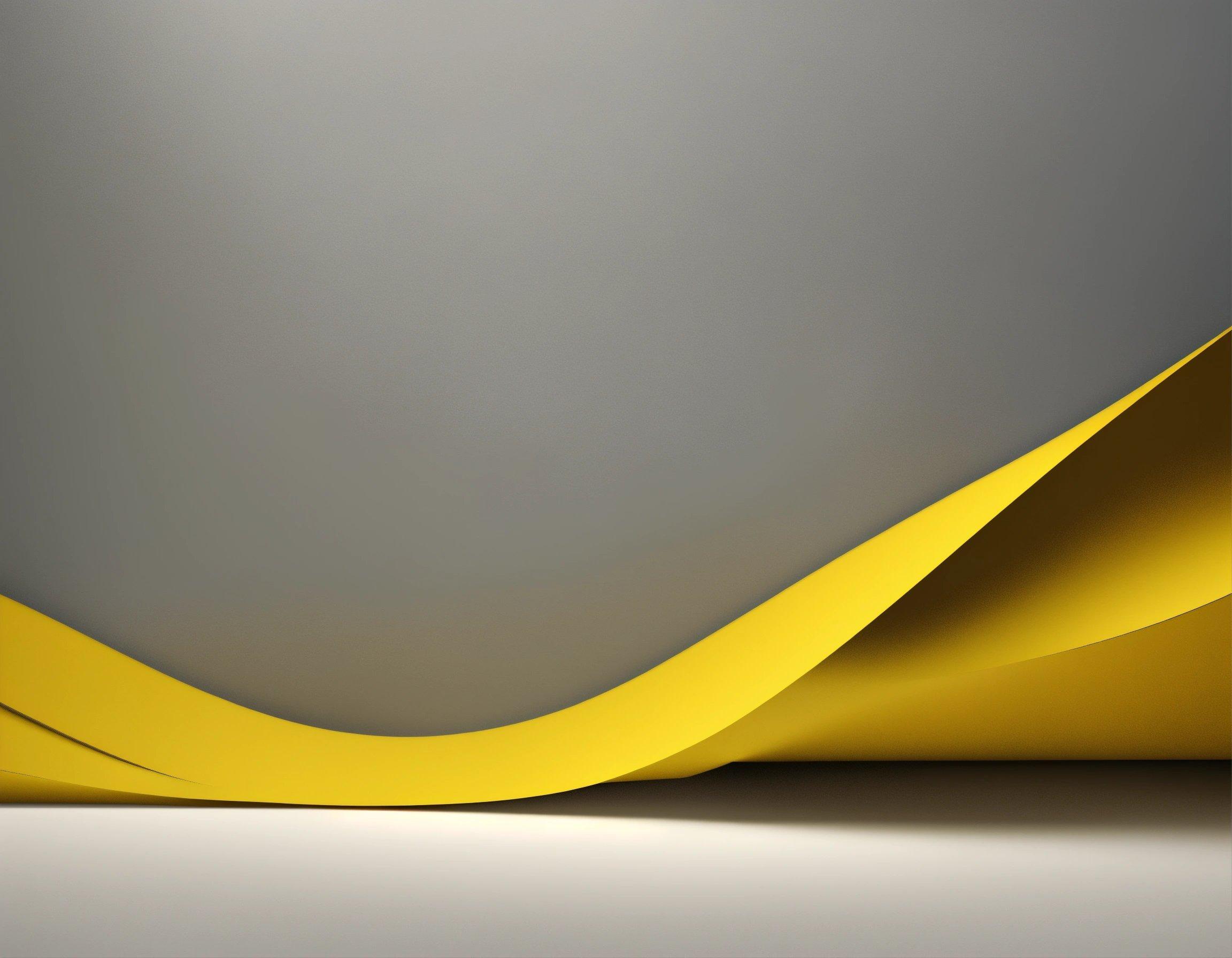 A Yellow Curved Object On A Gray Background