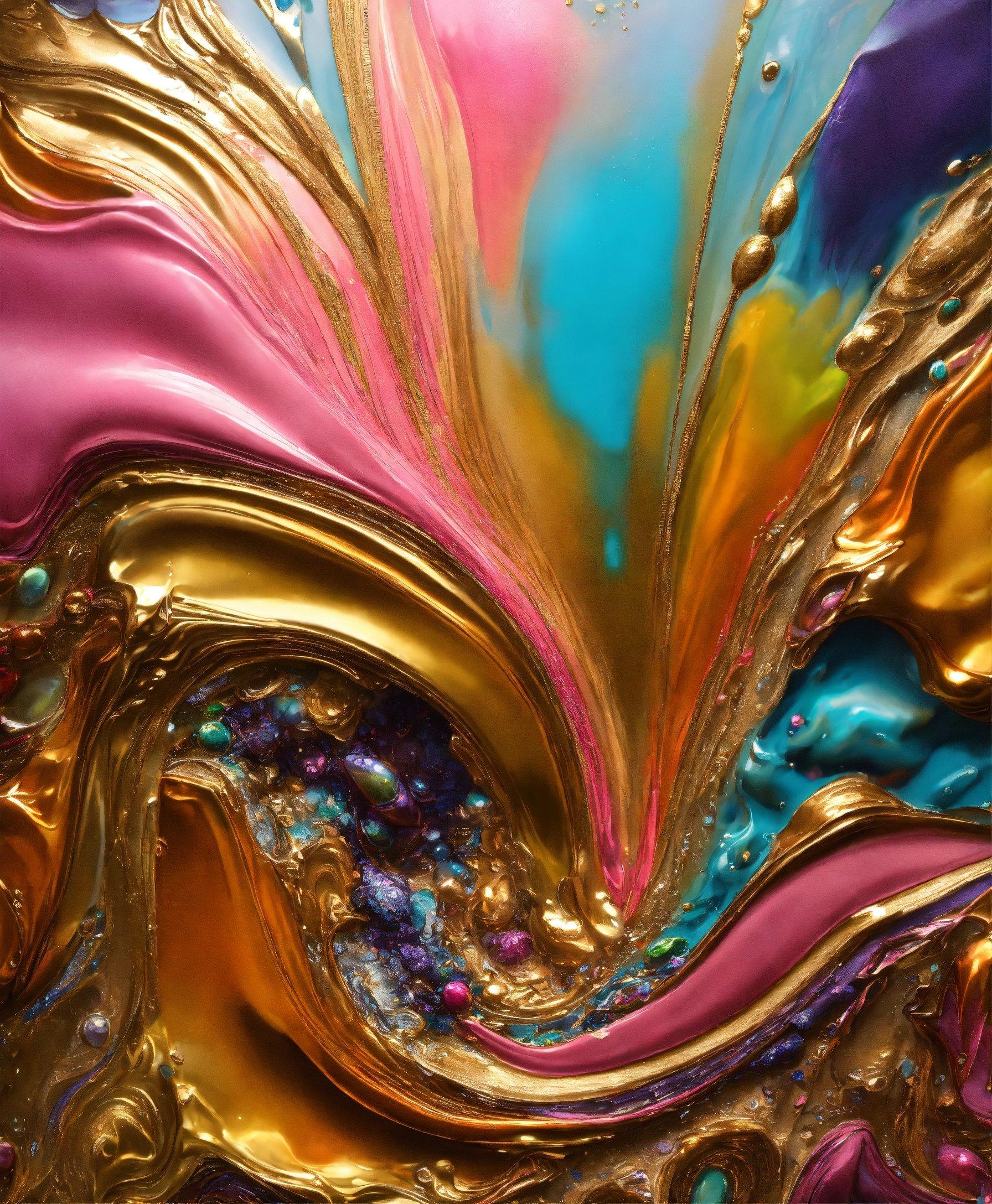 A Close Up View Of A Colorful Abstract Painting