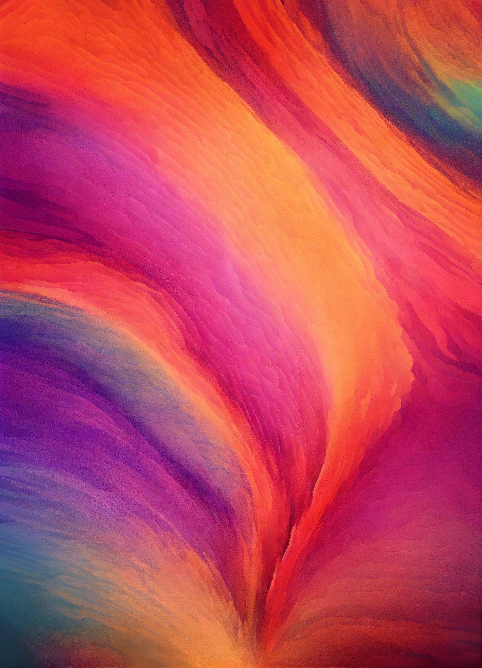 An Abstract Painting Of A Rainbow Colored Wave