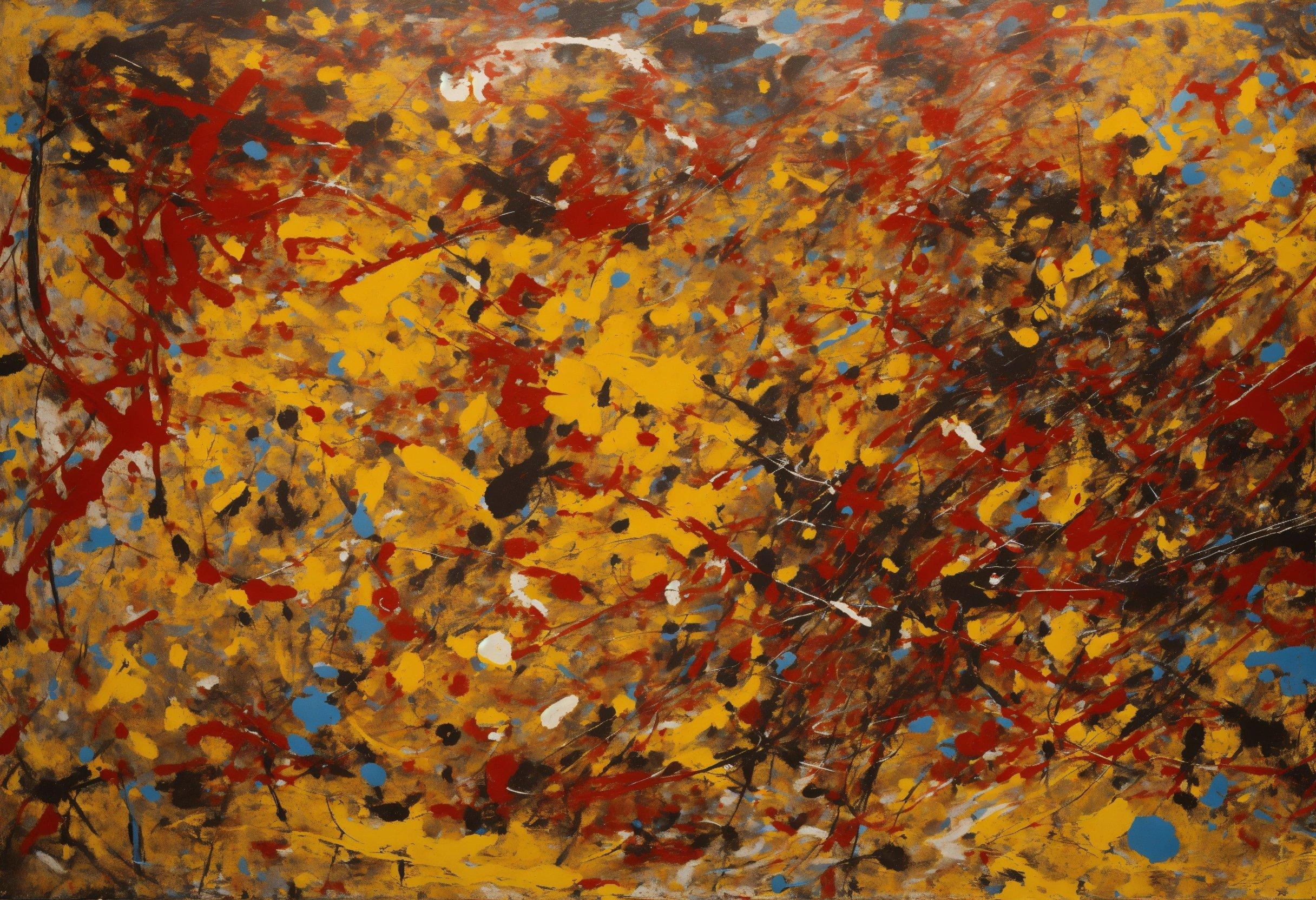 An Abstract Painting With Red, Yellow, And Blue Colors