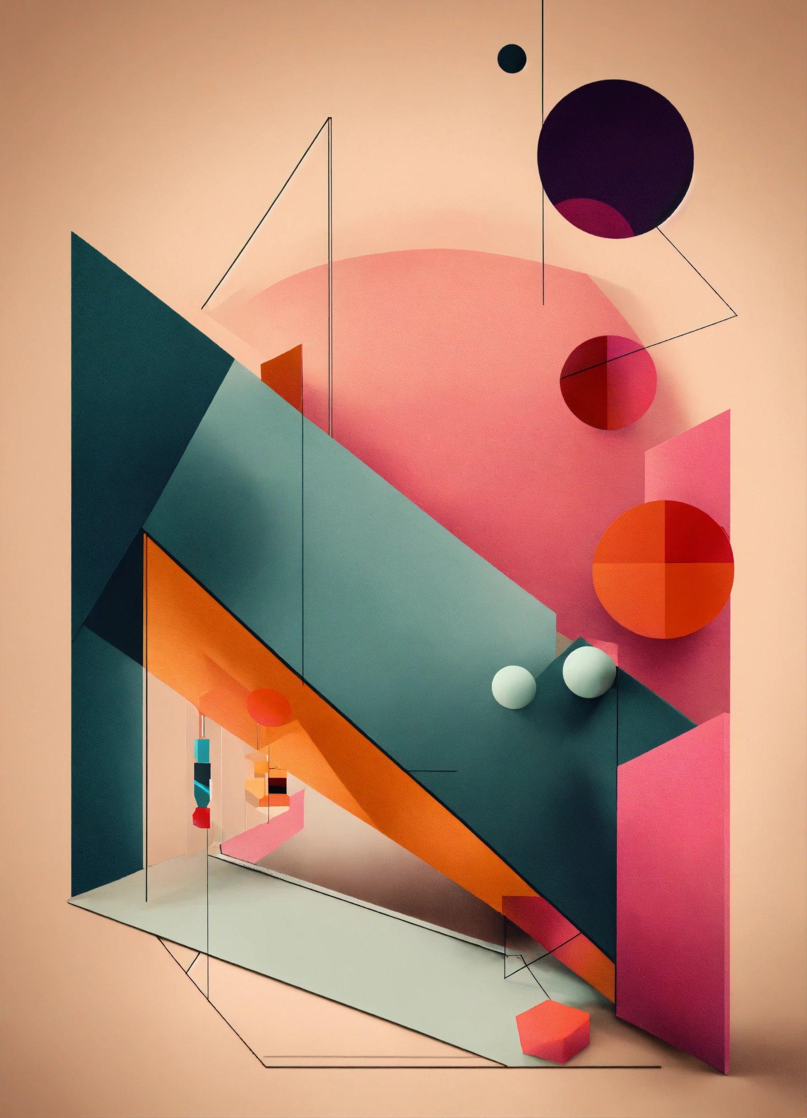 An Abstract Art Work With Geometric Shapes And Colors