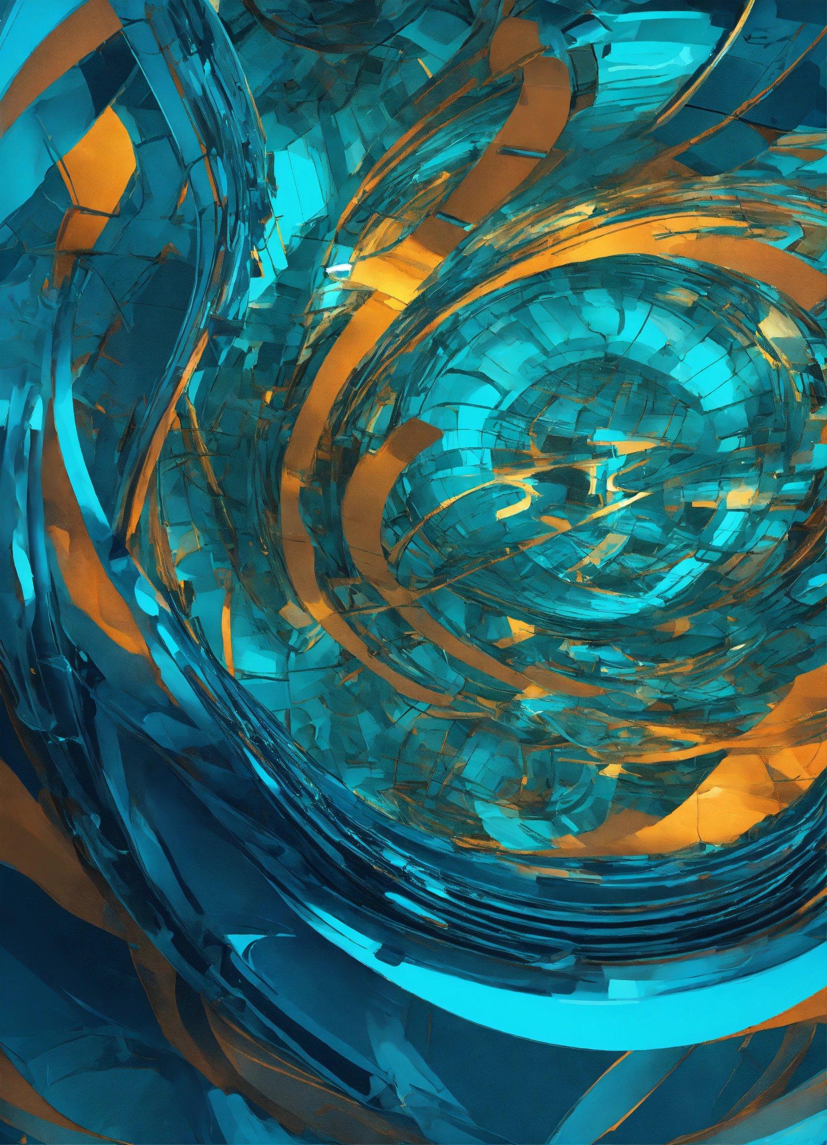 An Abstract Blue And Yellow Background With A Circular Design