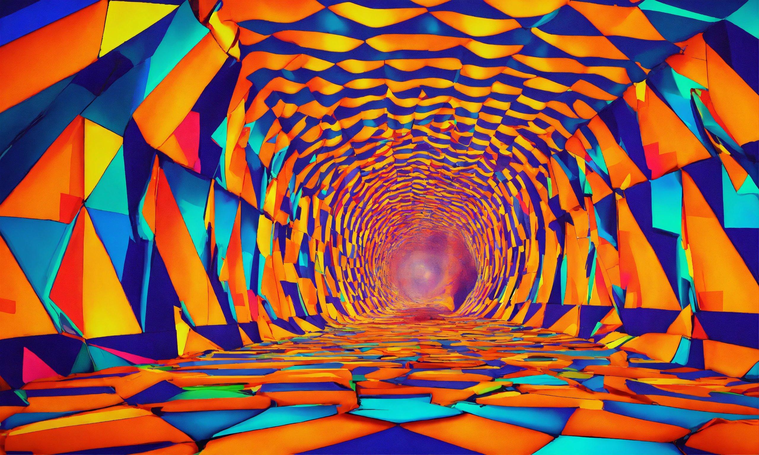 An Abstract Image Of A Colorful Tunnel