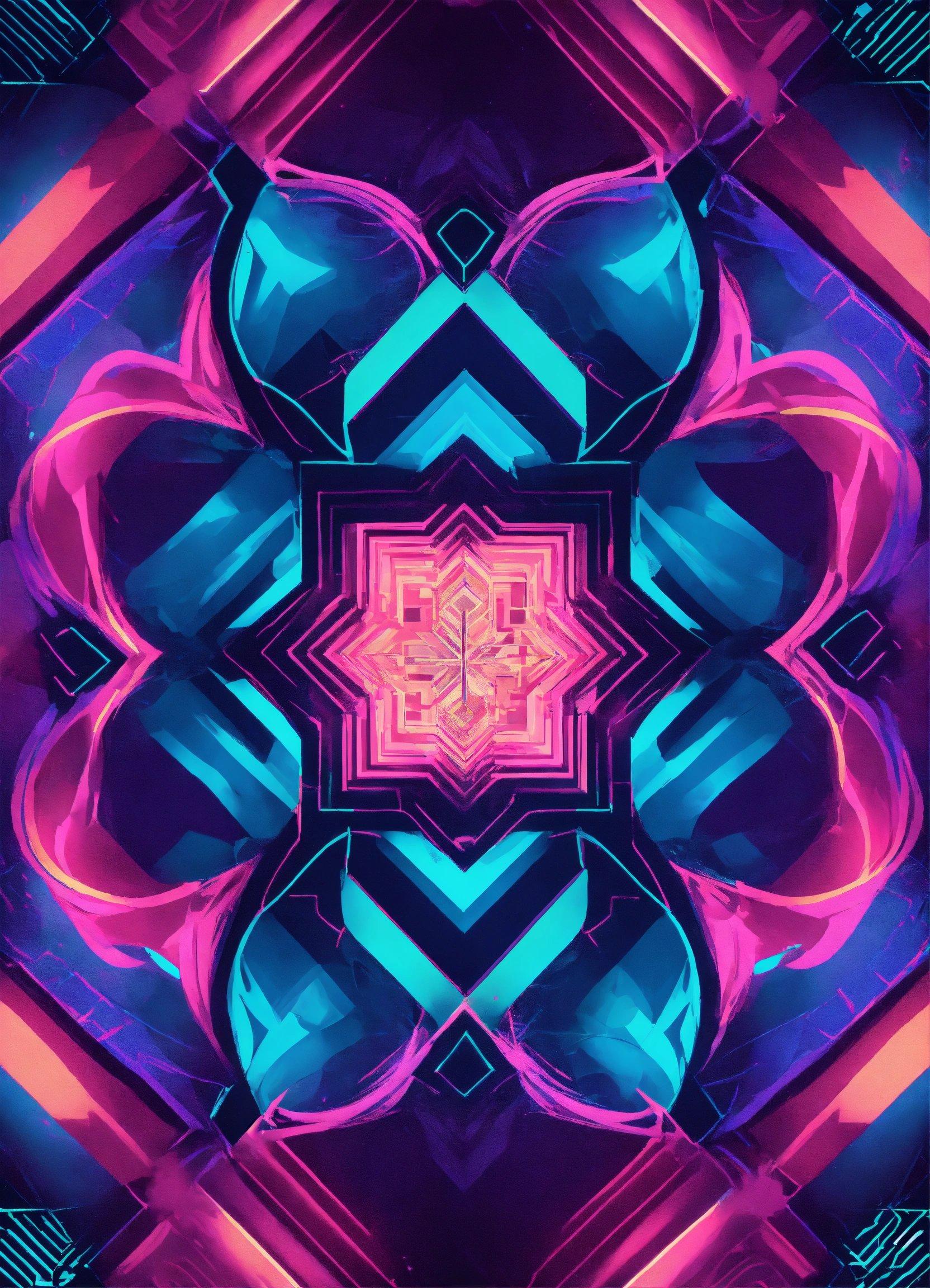 An Abstract Image Of A Flower In Pink And Blue