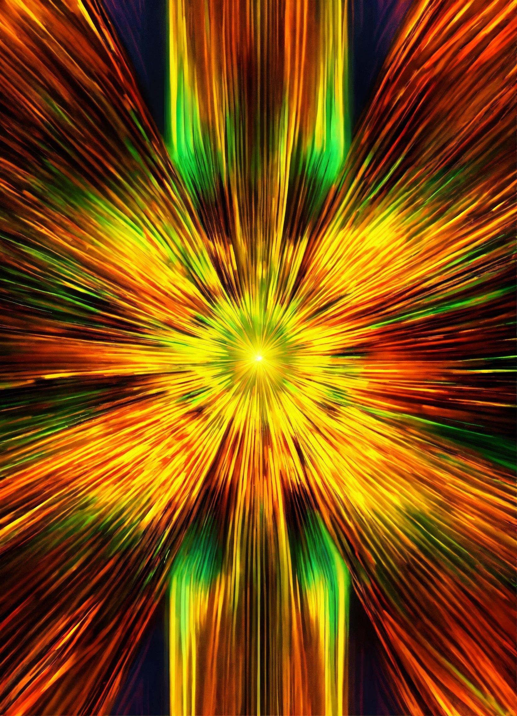 An Abstract Image Of A Starburst In Yellow And Green