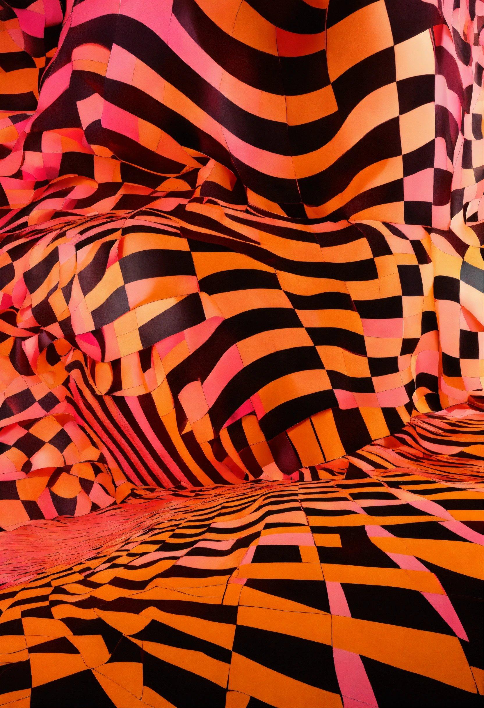 An Abstract Image Of An Orange And Black Pattern