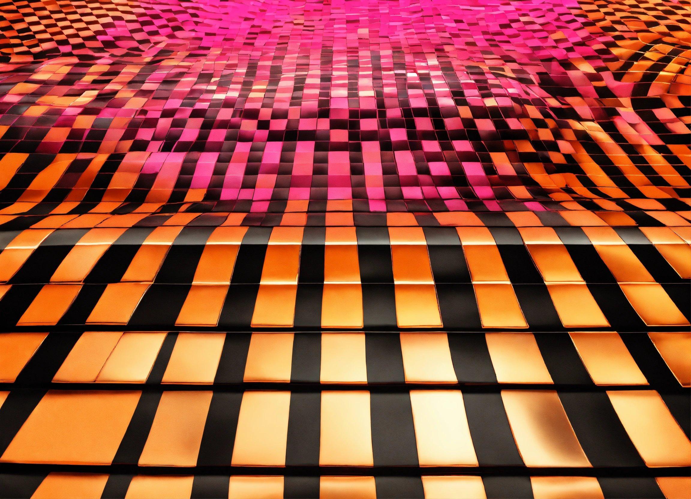 An Abstract Image Of An Orange And Pink Pattern