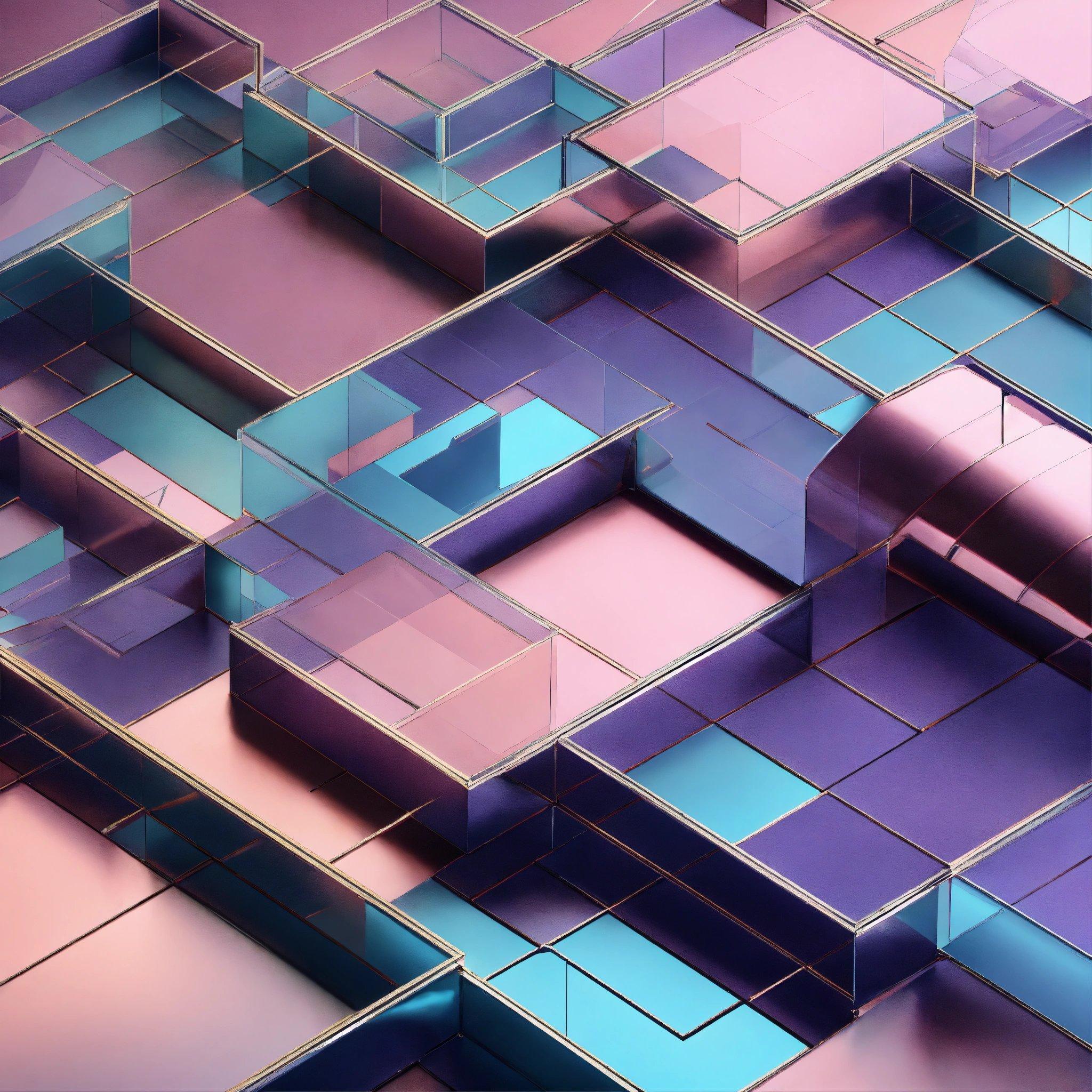 An Abstract Image Of Purple And Blue Cubes