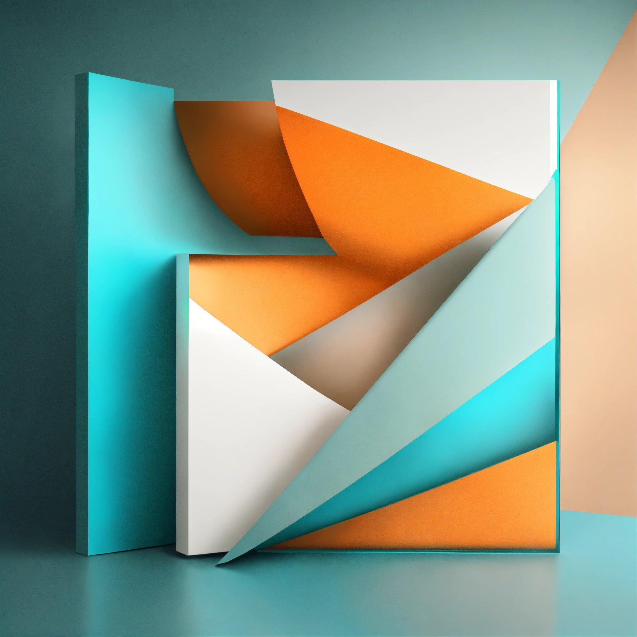 An Abstract Painting Of A Blue, Orange, And White Rectangle