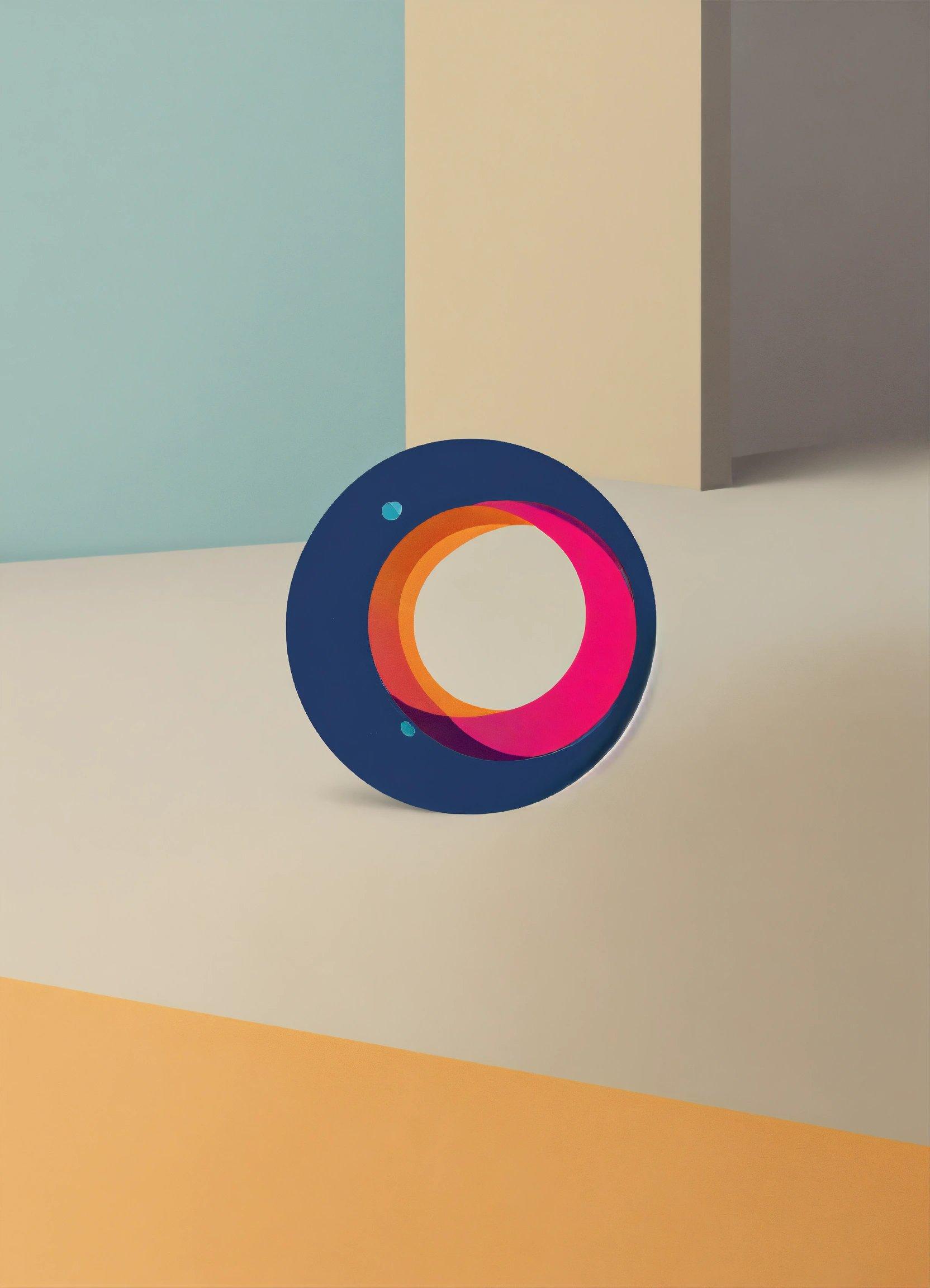 An Abstract Painting Of A Circular Object On A Multicolored Background