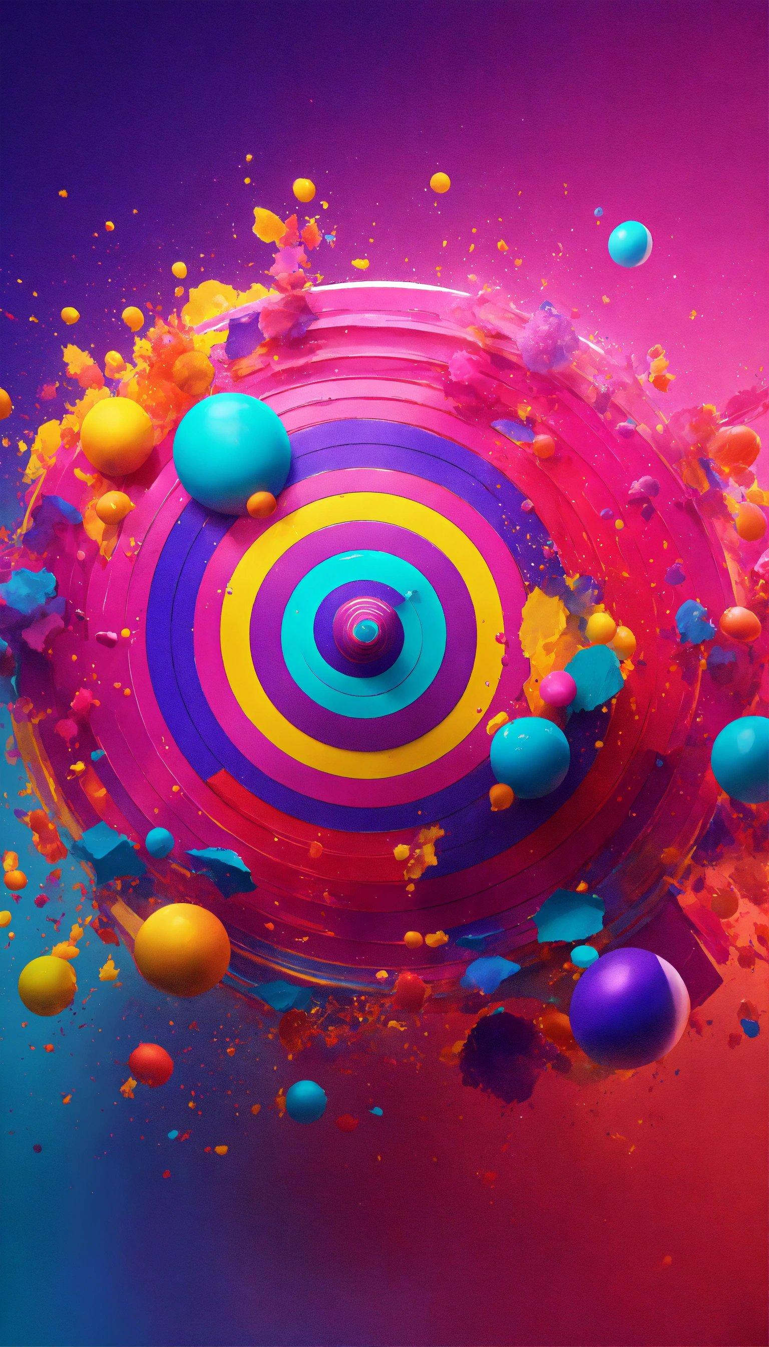 An Abstract Painting Of A Colorful Circle