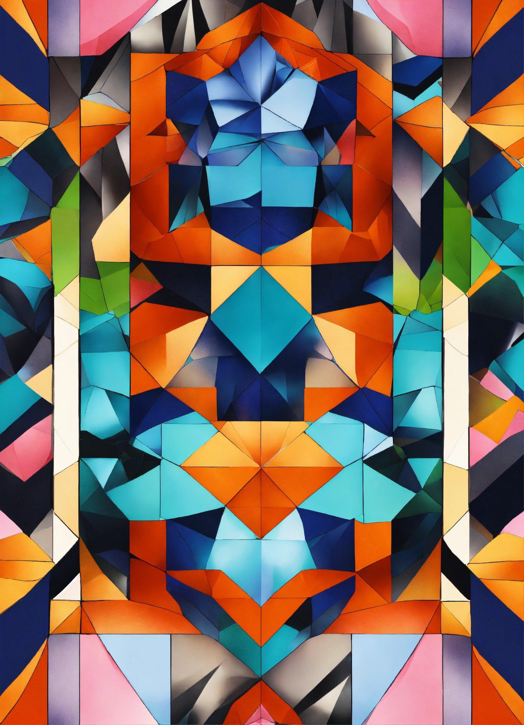 An Abstract Painting Of A Colorful Geometric Design