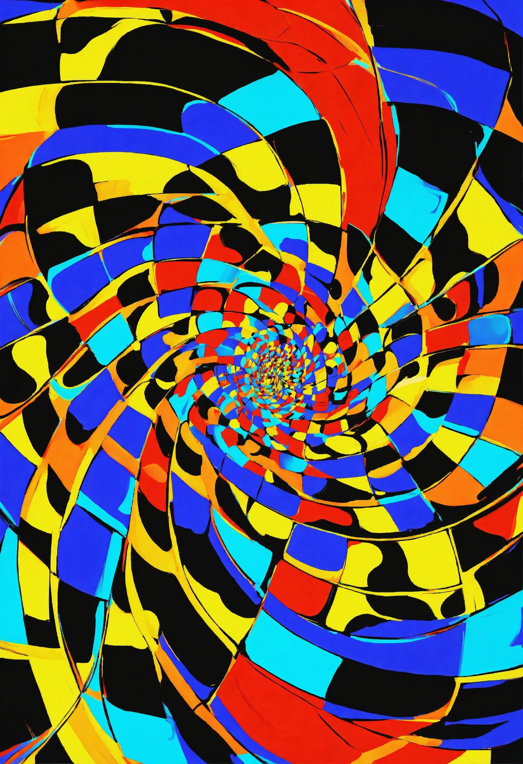 An Abstract Painting Of A Colorful Spiral Design