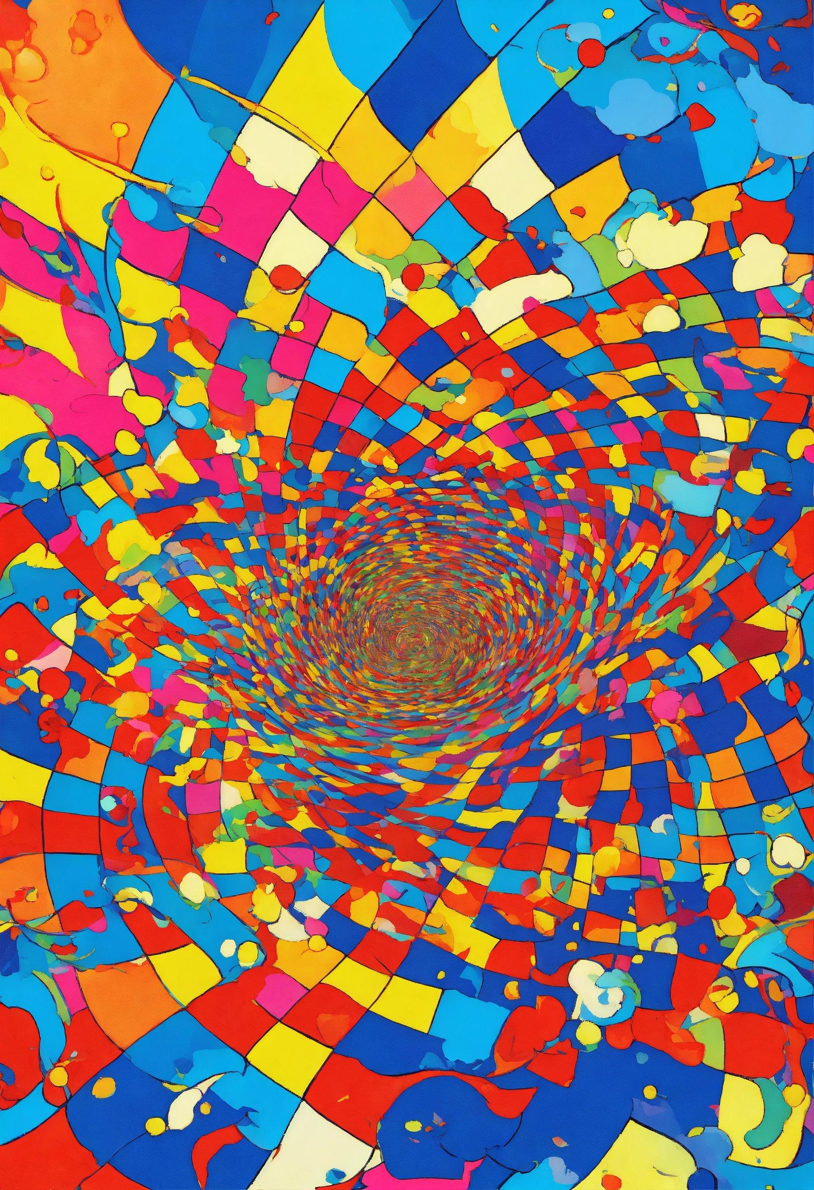 An Abstract Painting Of A Colorful Spiral