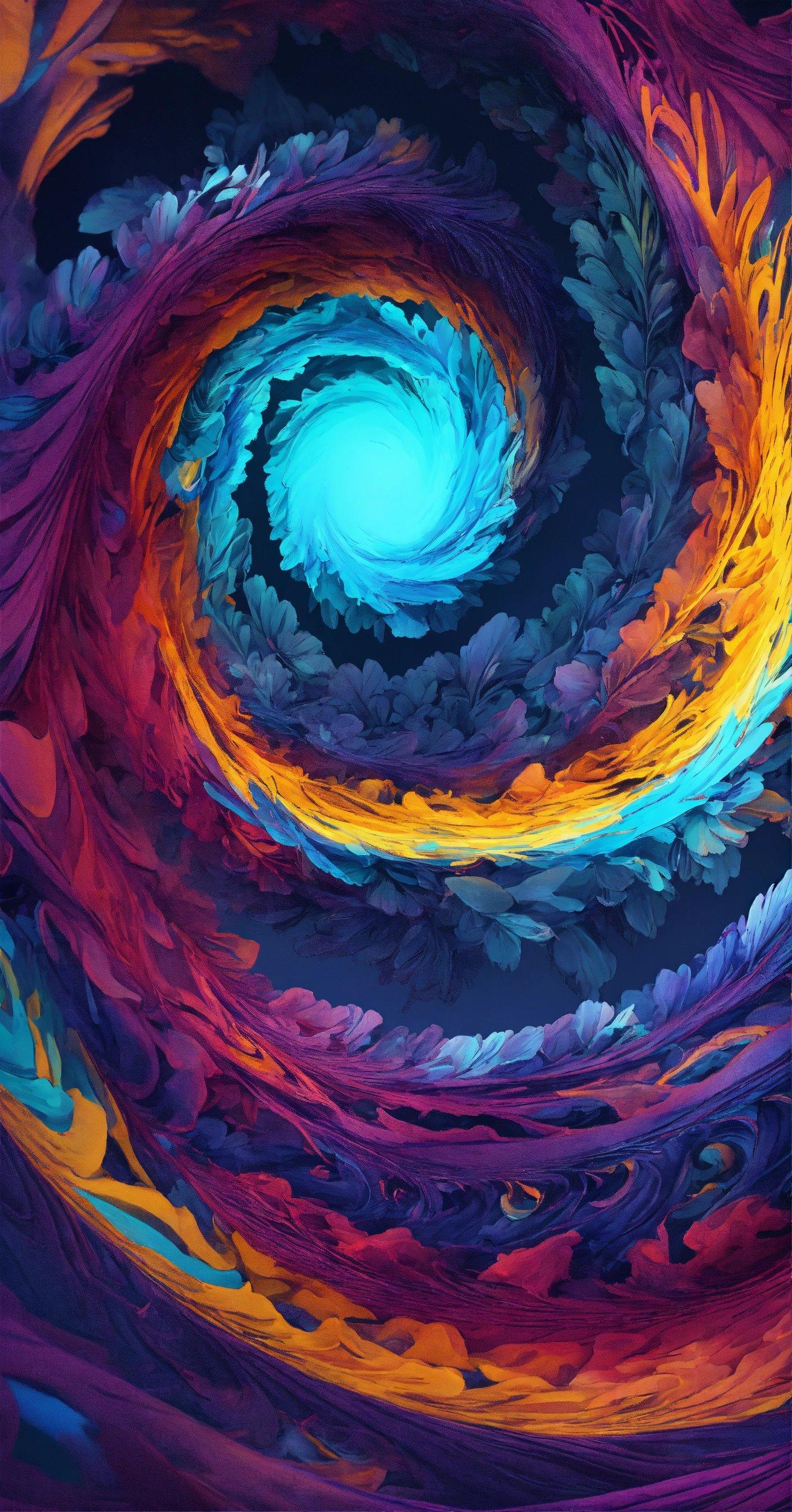 An Abstract Painting Of A Colorful Swirl