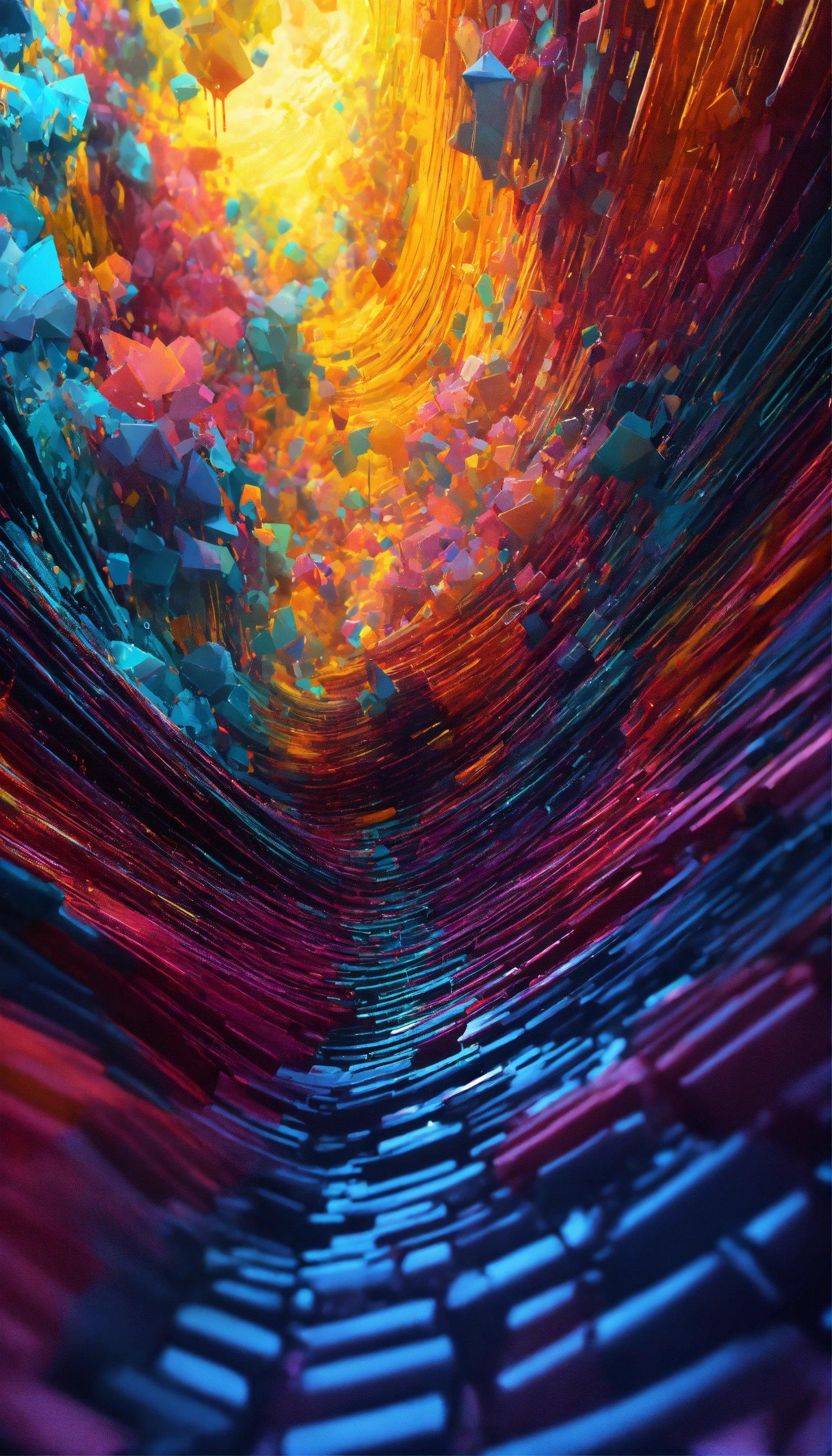 An Abstract Painting Of A Colorful Tunnel Of Colors