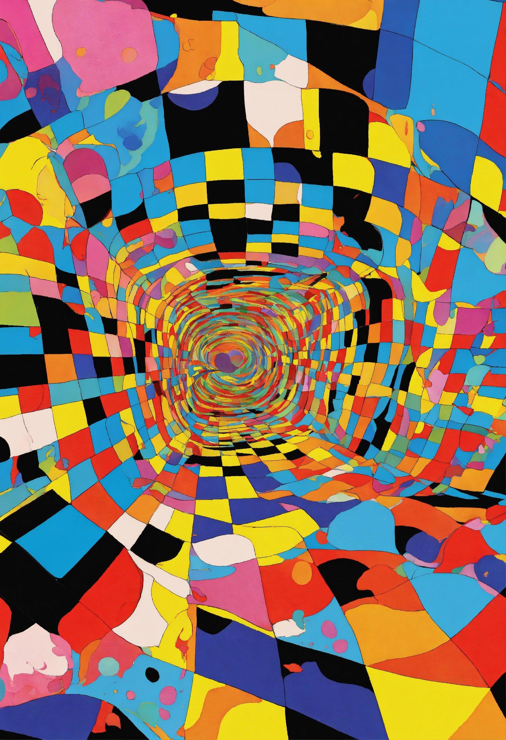 An Abstract Painting Of A Colorful Tunnel